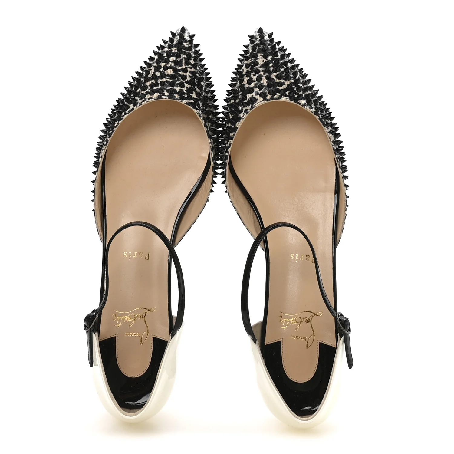 Watersnake Shiny Patent Baila Spike Flats 41.5 Black - Image 3