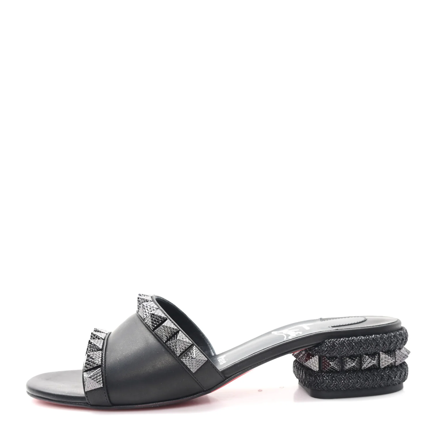 Waxed Calfskin Pyramule 30mm Sandals 37 Black