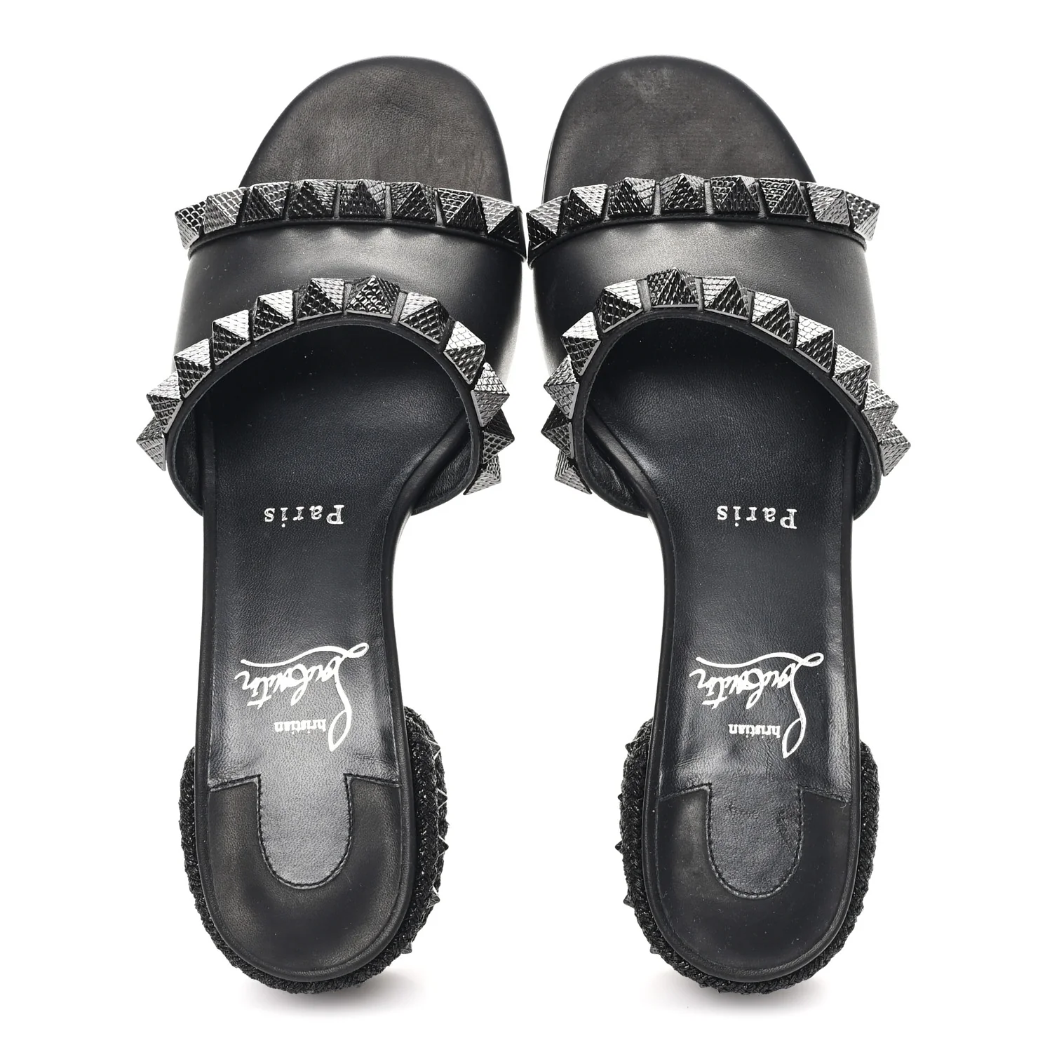 Waxed Calfskin Pyramule 30mm Sandals 37 Black - Image 2