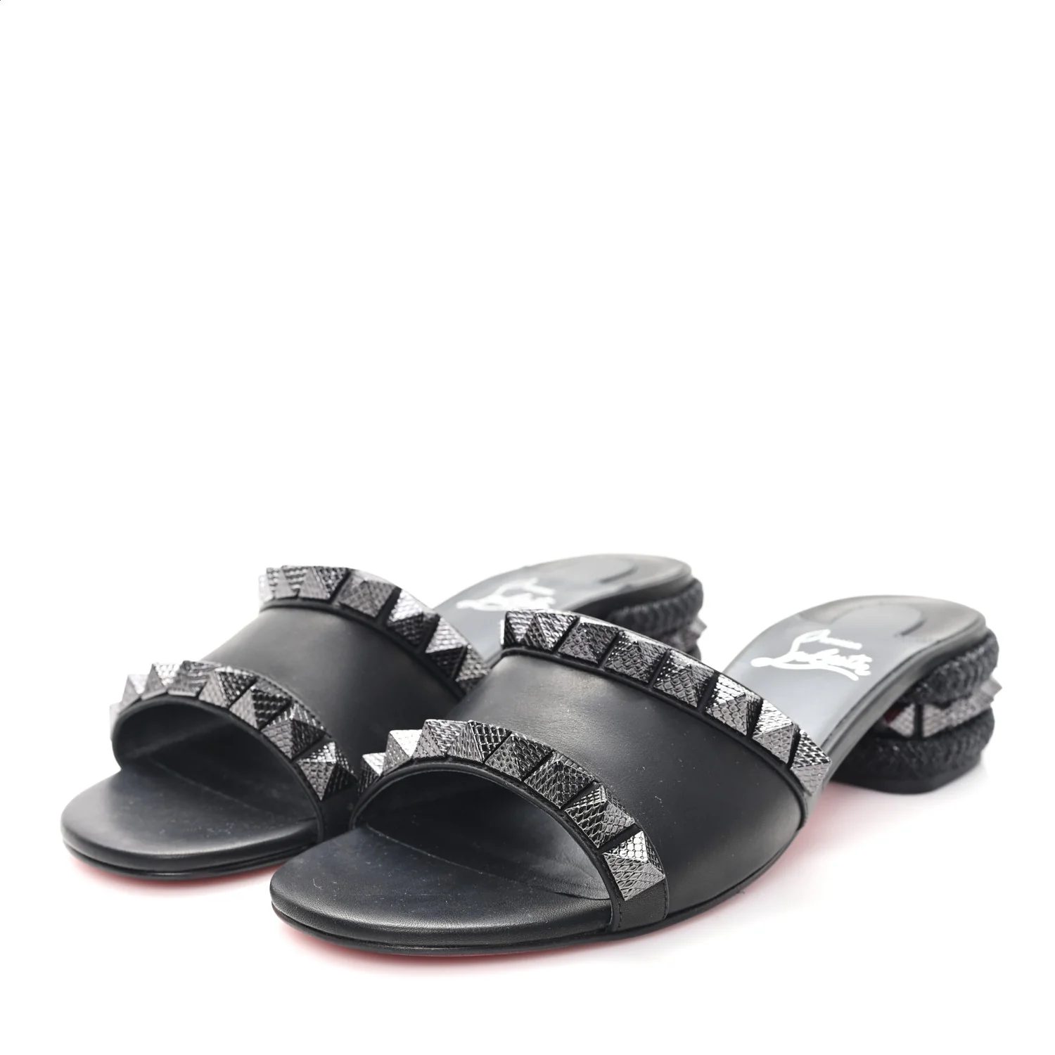 Waxed Calfskin Pyramule 30mm Sandals 37 Black - Image 4