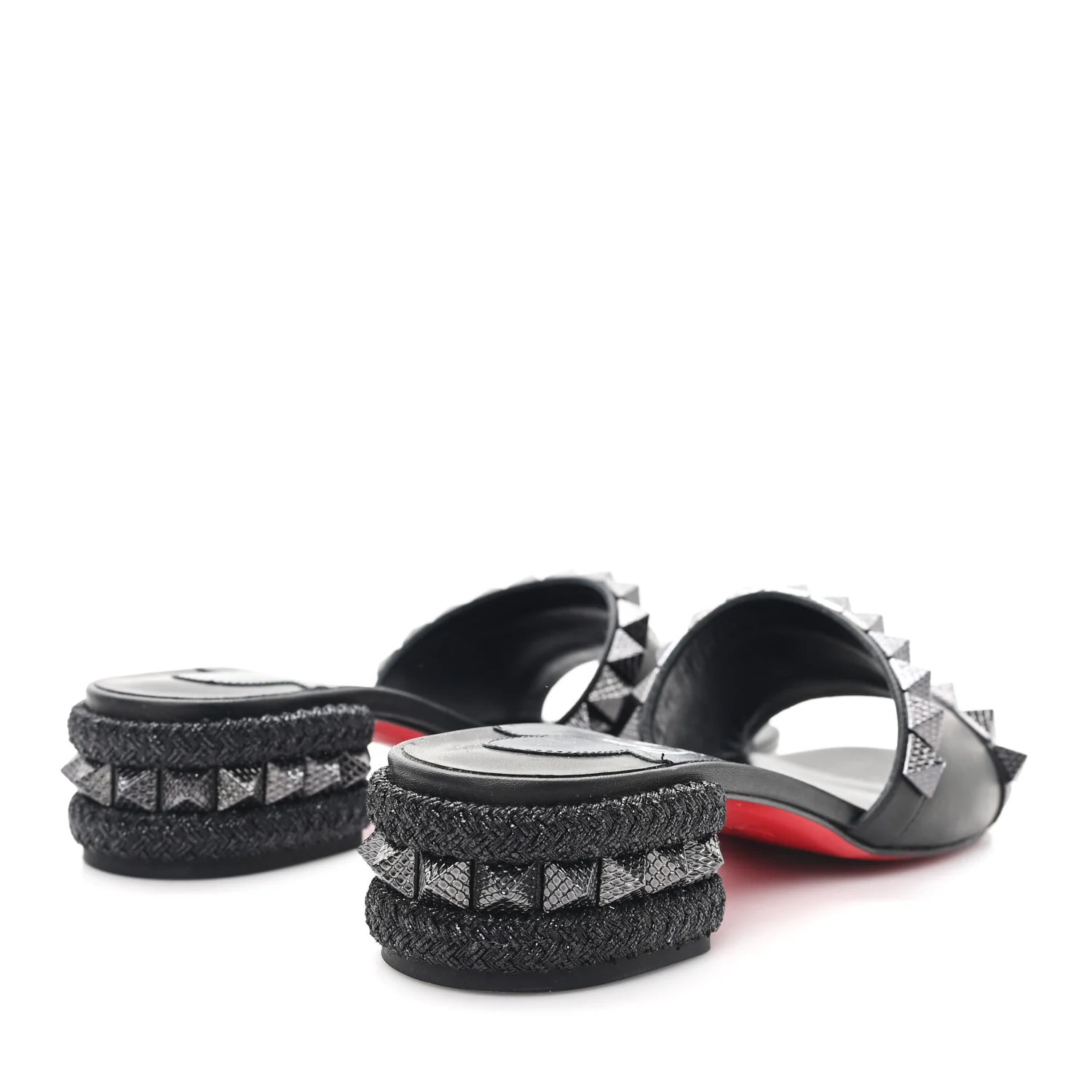 Waxed Calfskin Pyramule 30mm Sandals 37 Black - Image 5