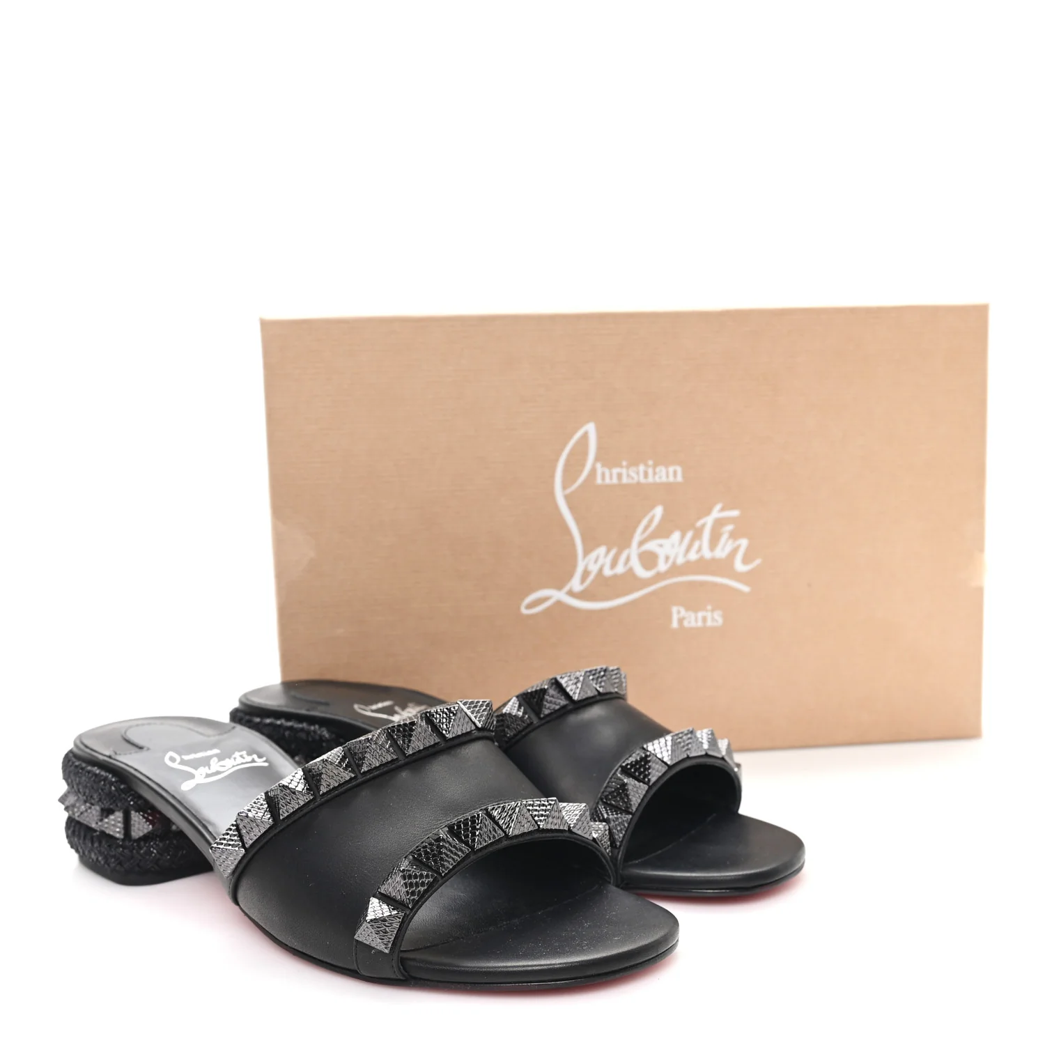 Waxed Calfskin Pyramule 30mm Sandals 37 Black - Image 9