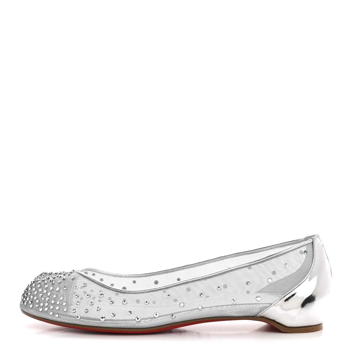 X MAISON MARGIELA Rete Glitter Specchio Marlougiela Strass Tabi Flats 40 Silver