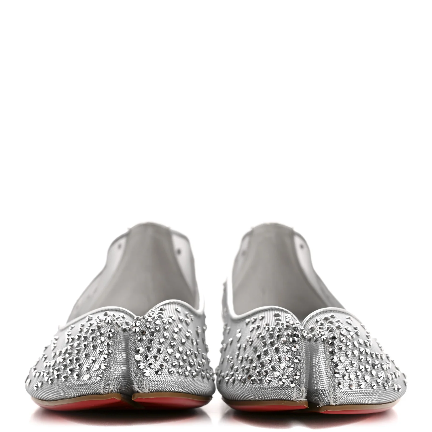 X MAISON MARGIELA Rete Glitter Specchio Marlougiela Strass Tabi Flats 40 Silver - Image 3