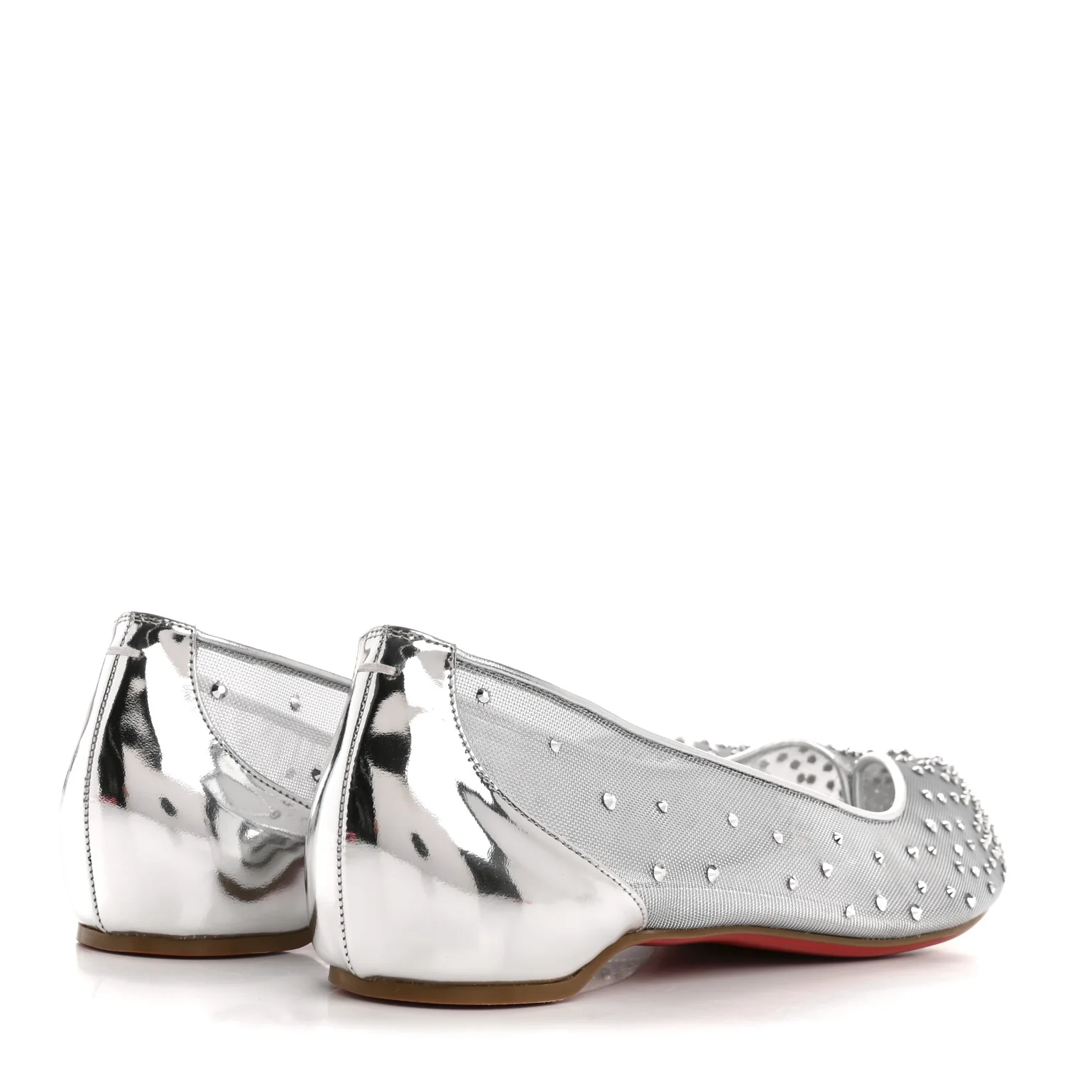 X MAISON MARGIELA Rete Glitter Specchio Marlougiela Strass Tabi Flats 40 Silver - Image 5