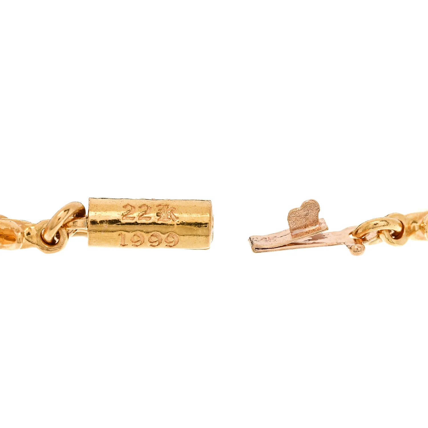 22K Yellow Gold Ruby Tiny E Cross Bracelet - Image 4
