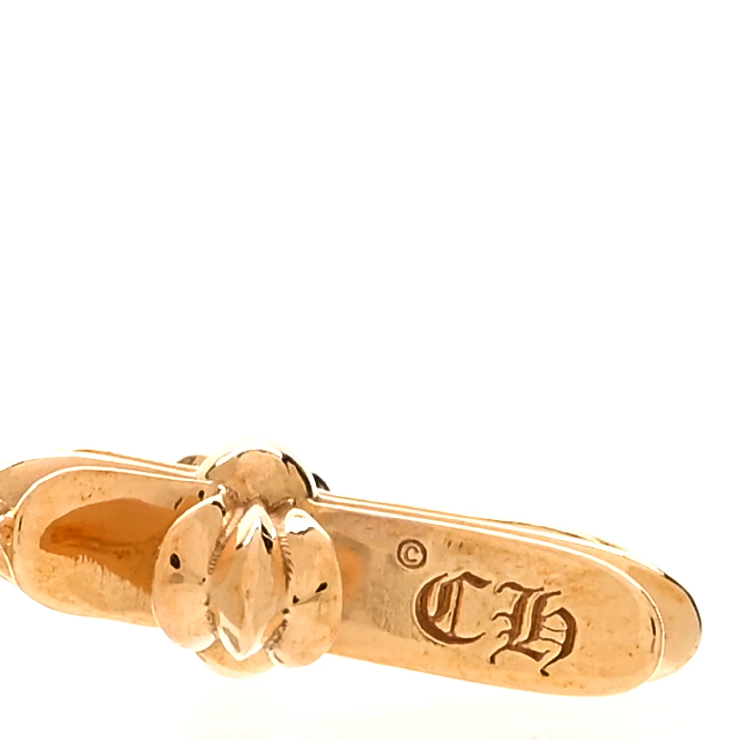 22K Yellow Gold Tiny CH Cross Pendant - Image 3