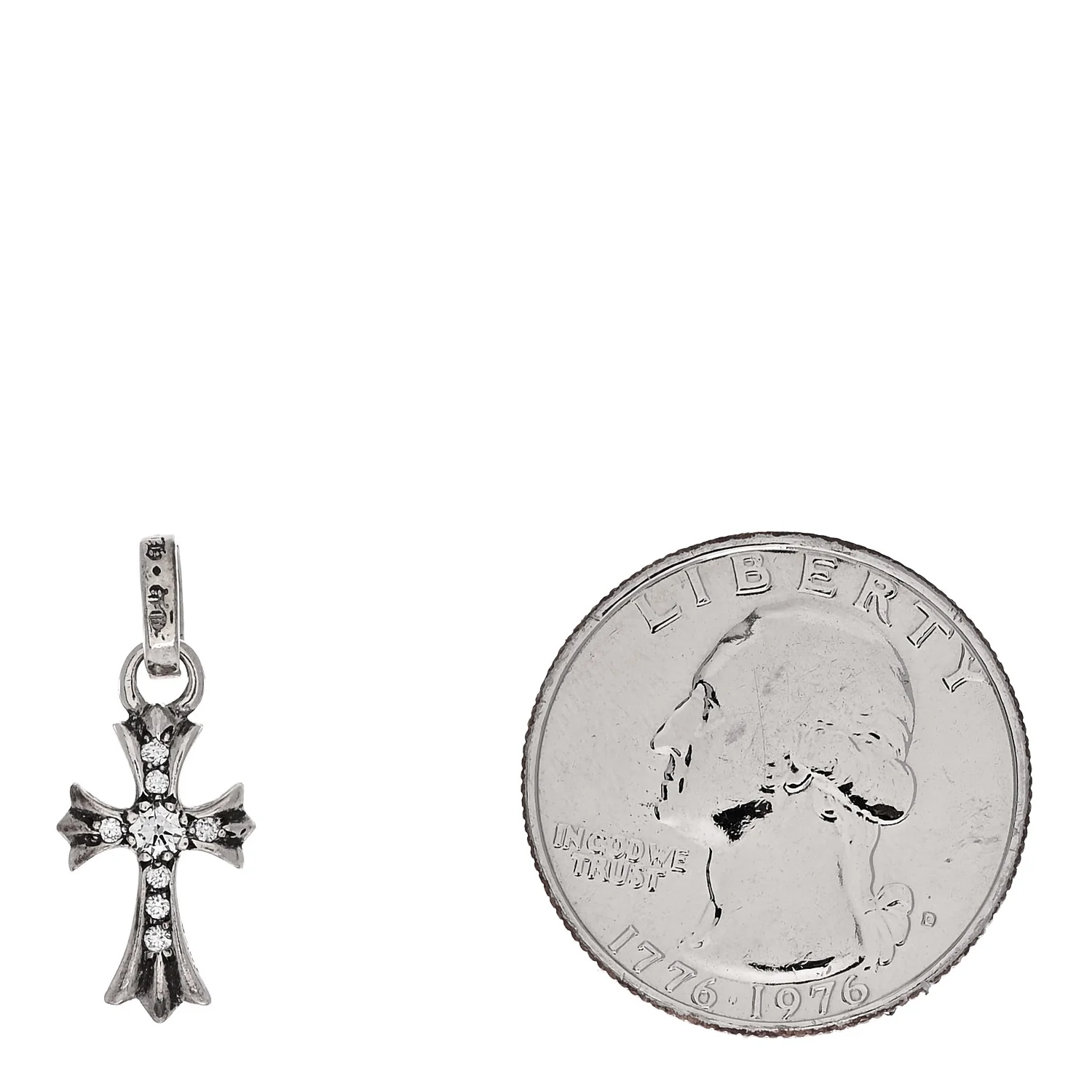Sterling Silver Diamond Baby Fat Cross Pave Pendant - Image 2