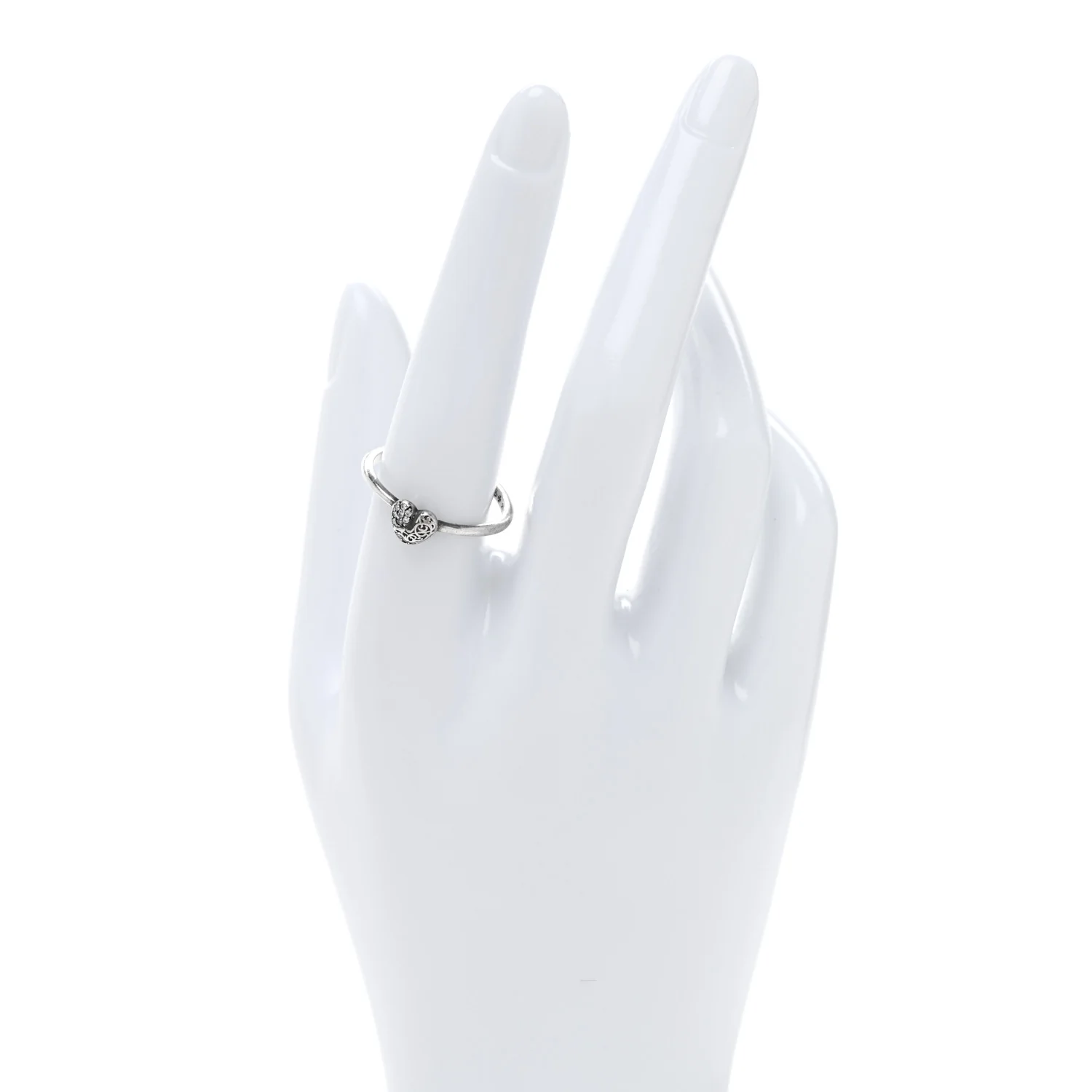 Sterling Silver Diamond Heart Bubblegum Ring 58 8.25 - Image 2
