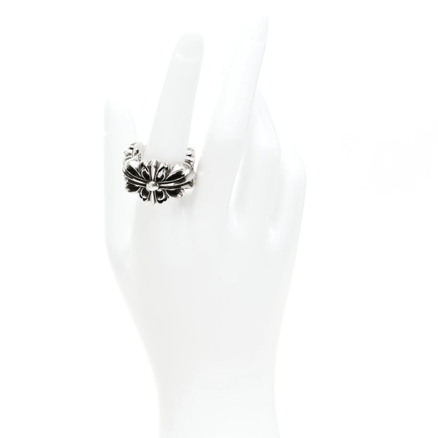 Sterling Silver Double Floral Cross Ring 62 10 - Image 2