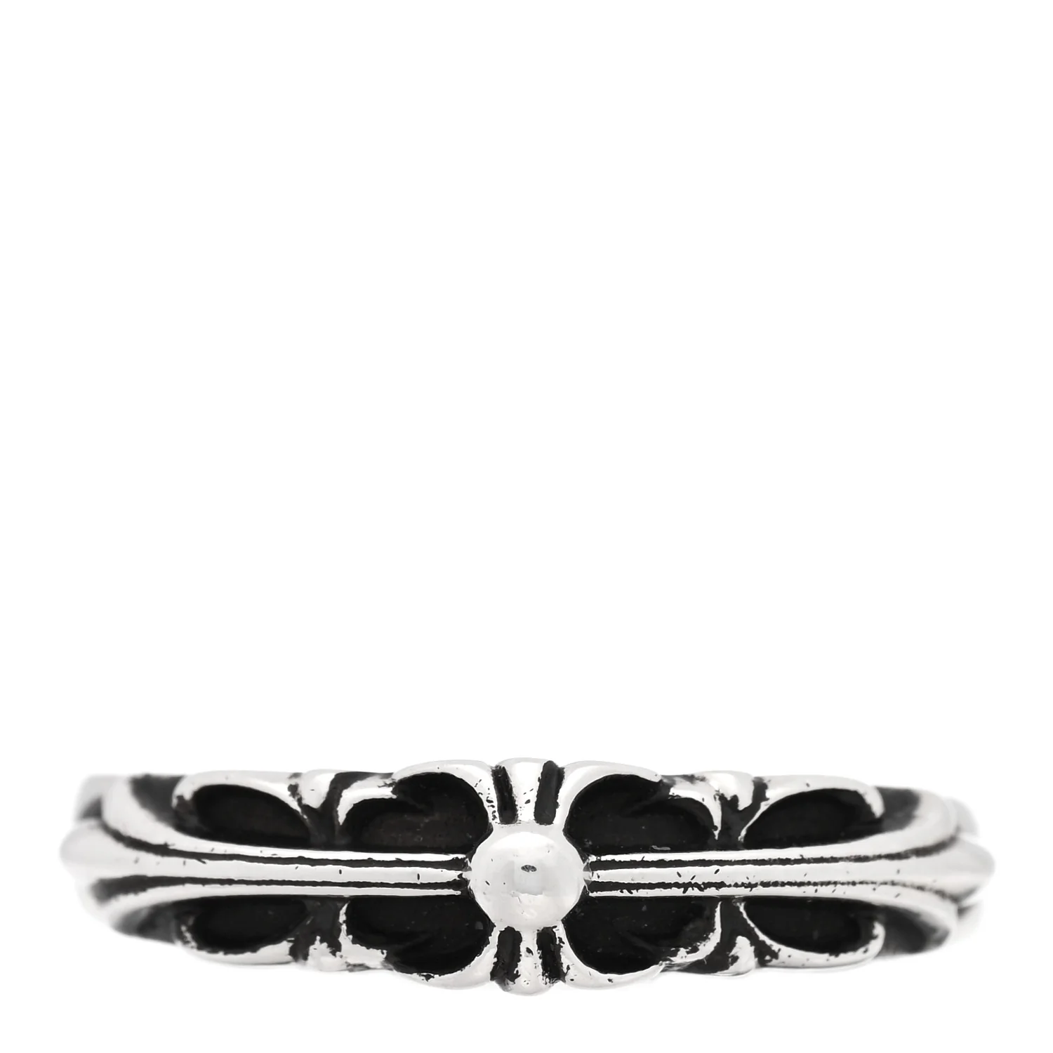 Sterling Silver Narrow Floral Cross Band Ring 60 9
