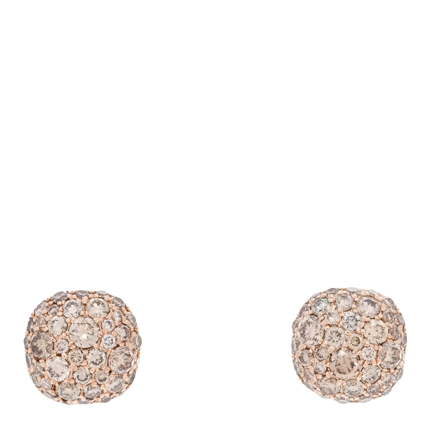 18K Rose Gold Cognac Diamond 8mm Cushion Stud Earrings