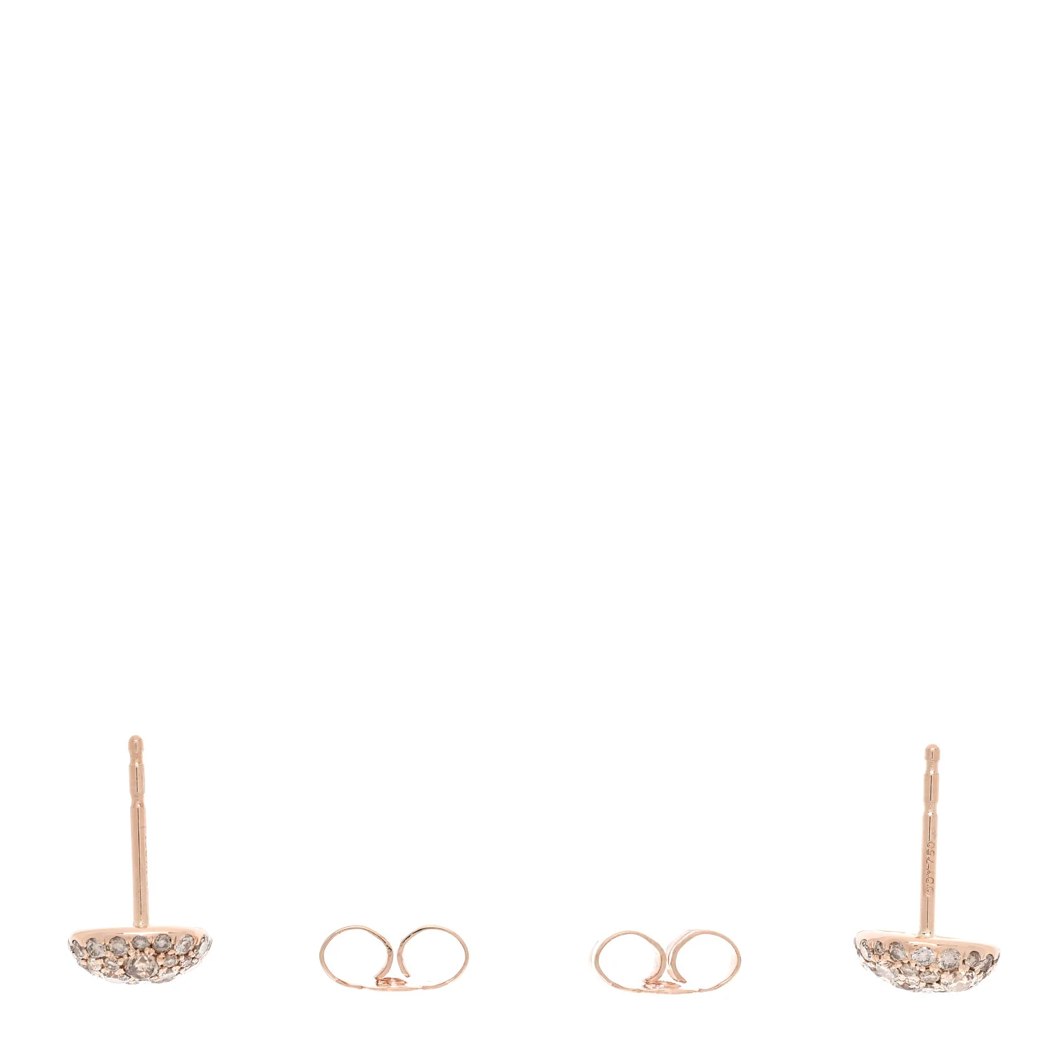 18K Rose Gold Cognac Diamond 8mm Cushion Stud Earrings - Image 3
