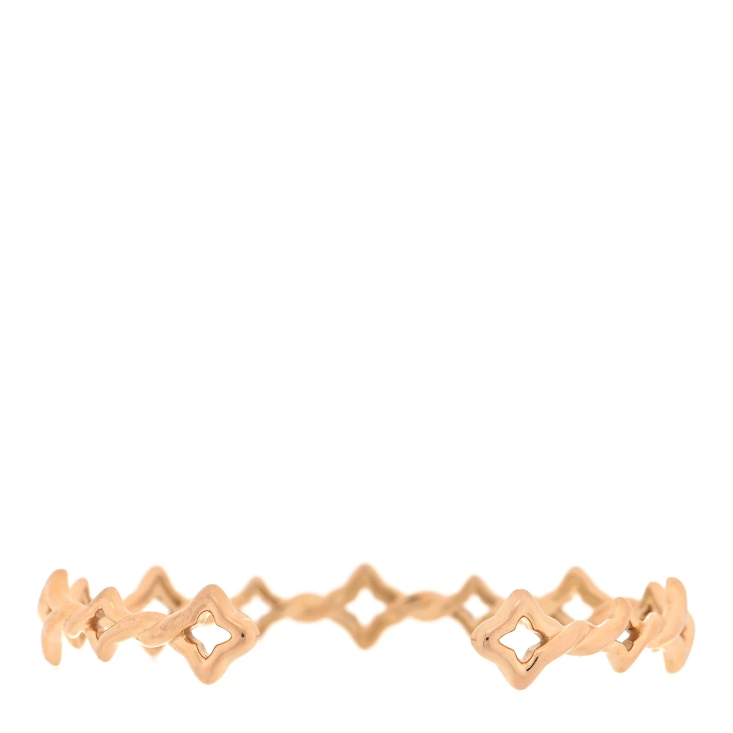 18K Rose Gold Diamond Venetian Quatrefoil Single Row Cuff Bracelet - Image 2