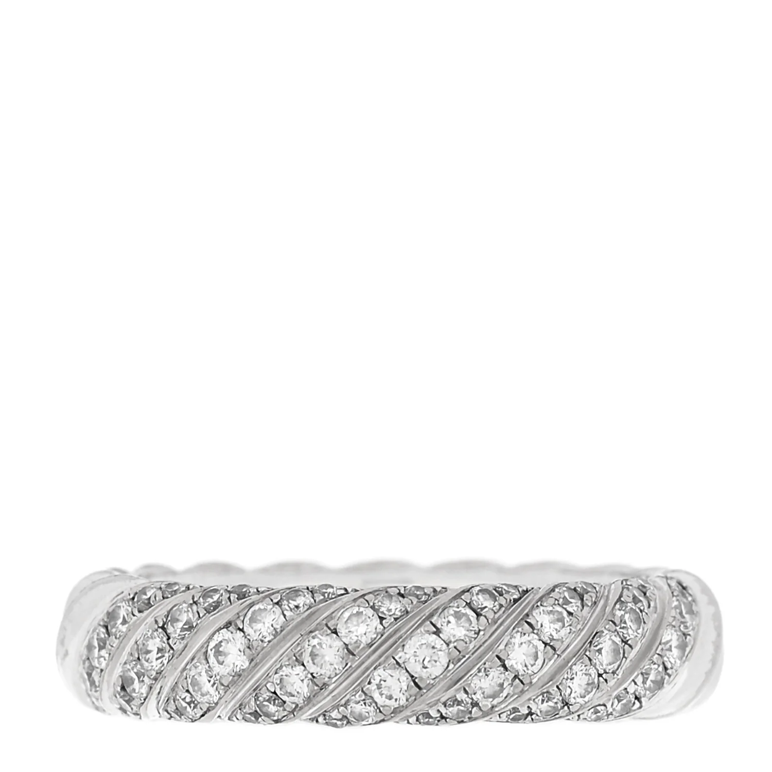 18K White Gold Diamond 4.6mm Sculpted Cable Band Ring 49 5