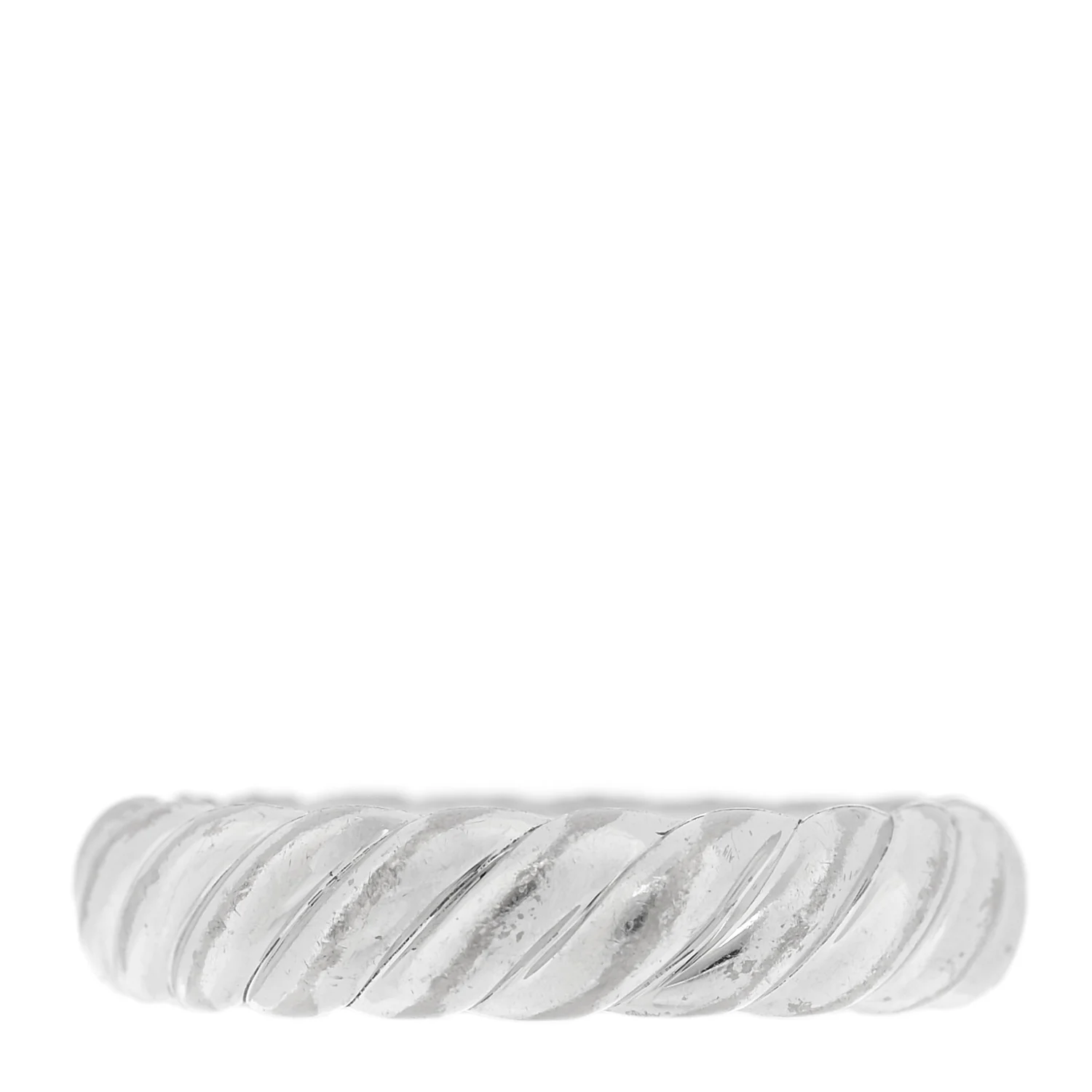 18K White Gold Diamond 4.6mm Sculpted Cable Band Ring 49 5 - Image 3