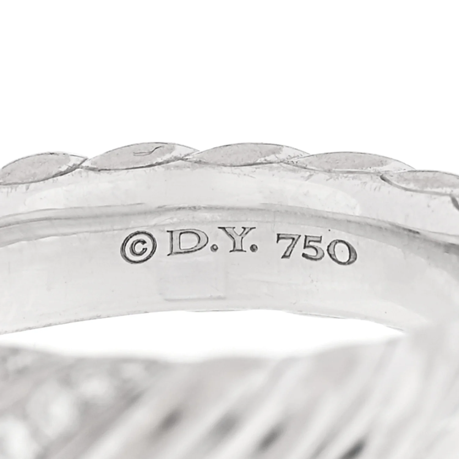 18K White Gold Diamond 4.6mm Sculpted Cable Band Ring 49 5 - Image 4