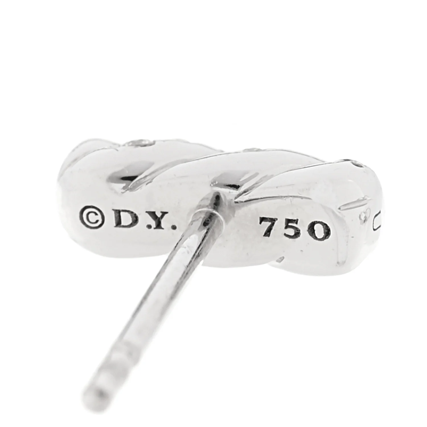 18K White Gold Diamond Cable Collectibles Bar Stud Earrings - Image 4