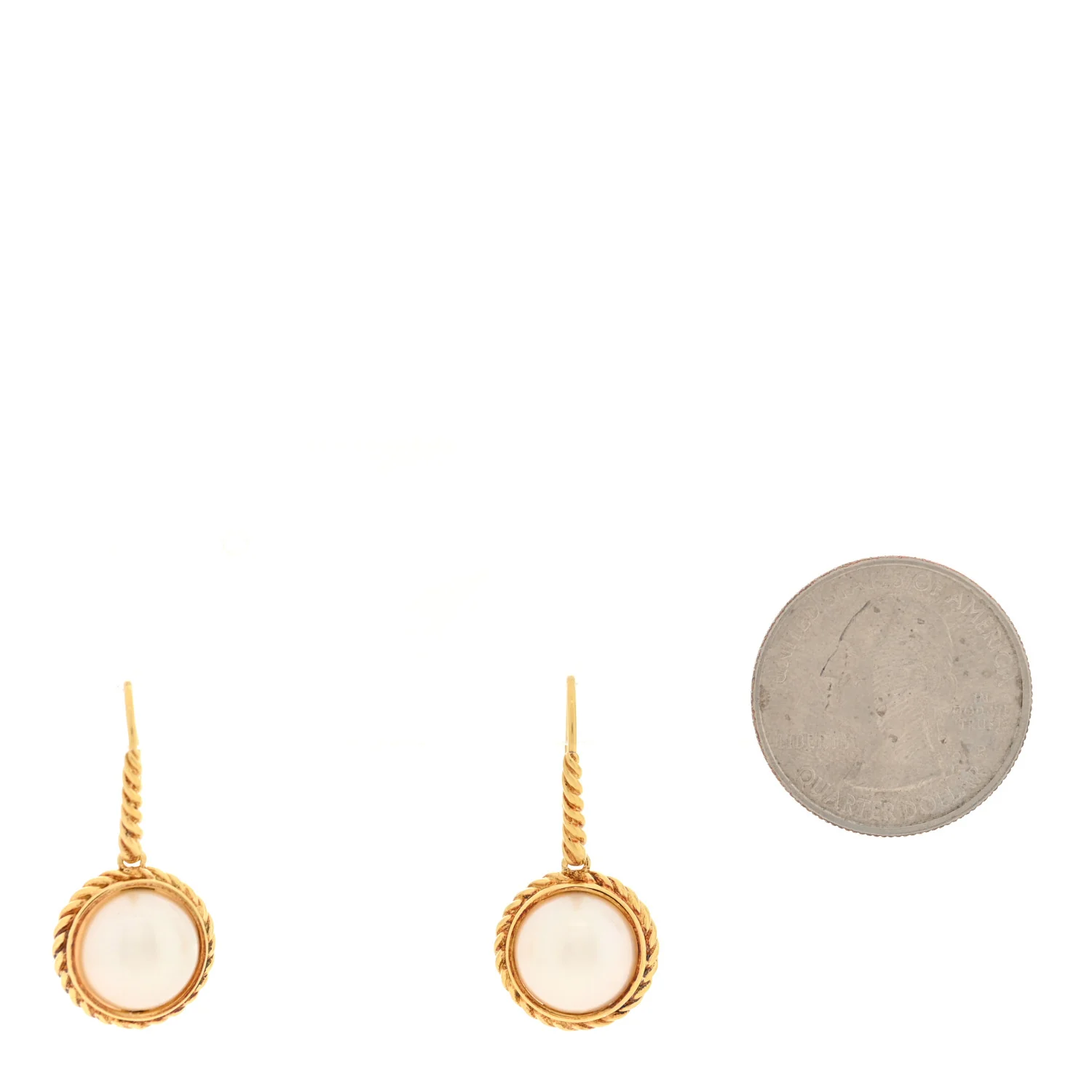 18K Yellow Gold 10.5-11mm Drop Earrings - Image 2