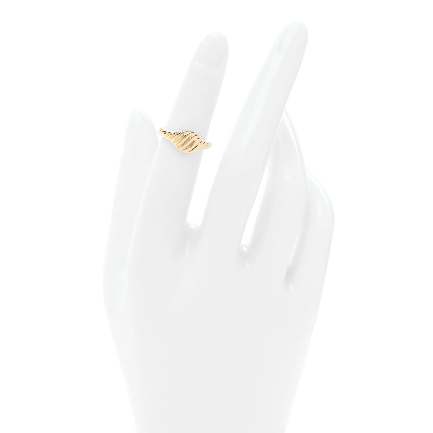 18K Yellow Gold 7mm Sculpted Cable Micro Pinky Ring 47 4 - Image 2