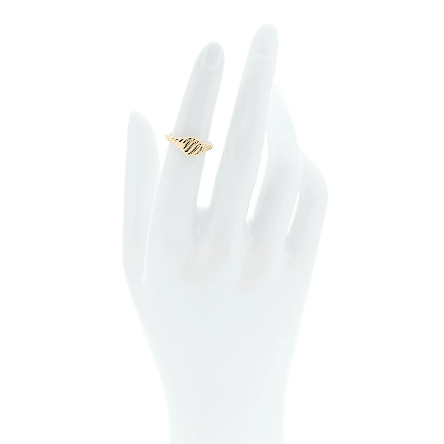 18K Yellow Gold 7mm Sculpted Cable Pinky Ring 49 4.75 - Image 2