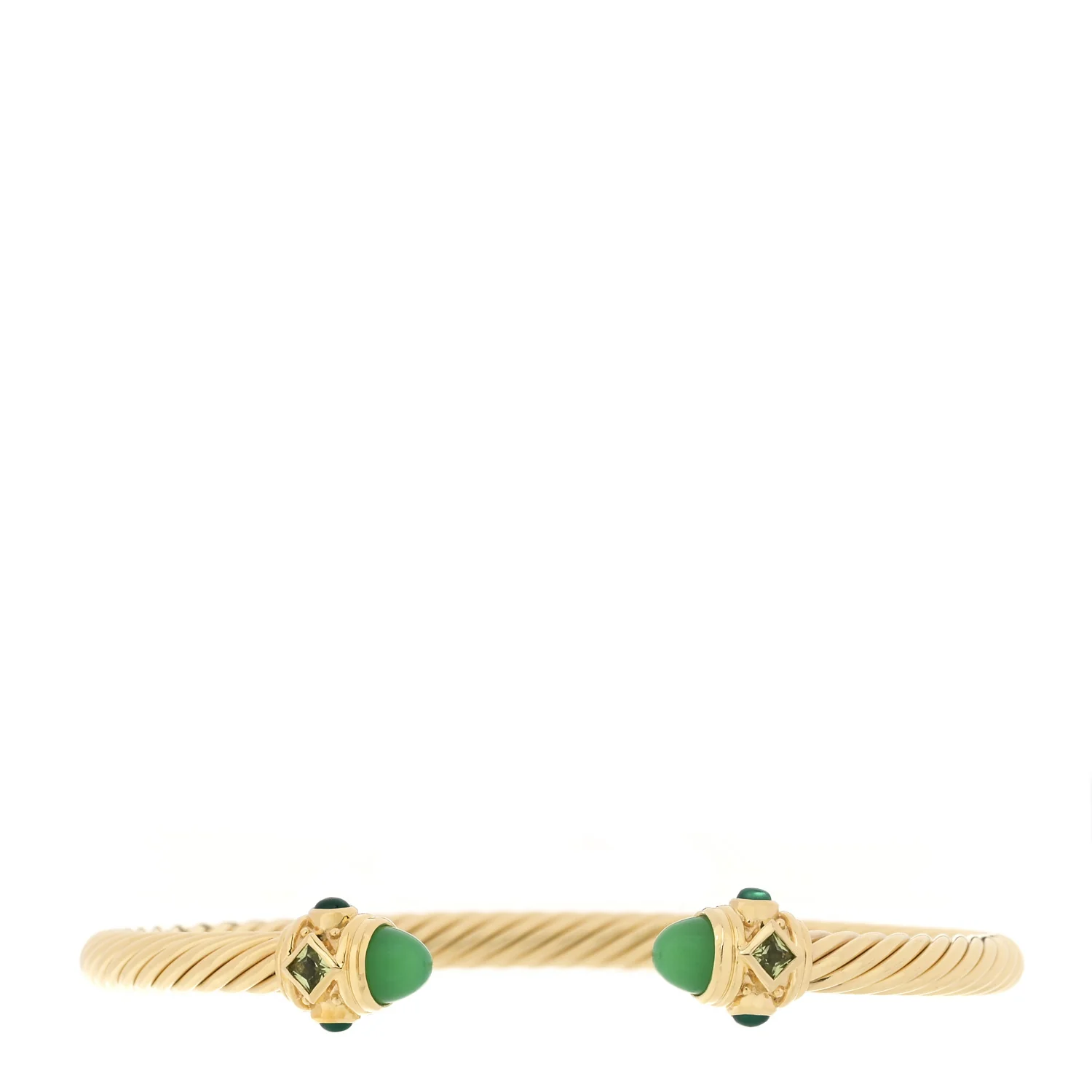 18K Yellow Gold Chrysoprase Peridot Chalcedony 5mm Renaissance Bracelet