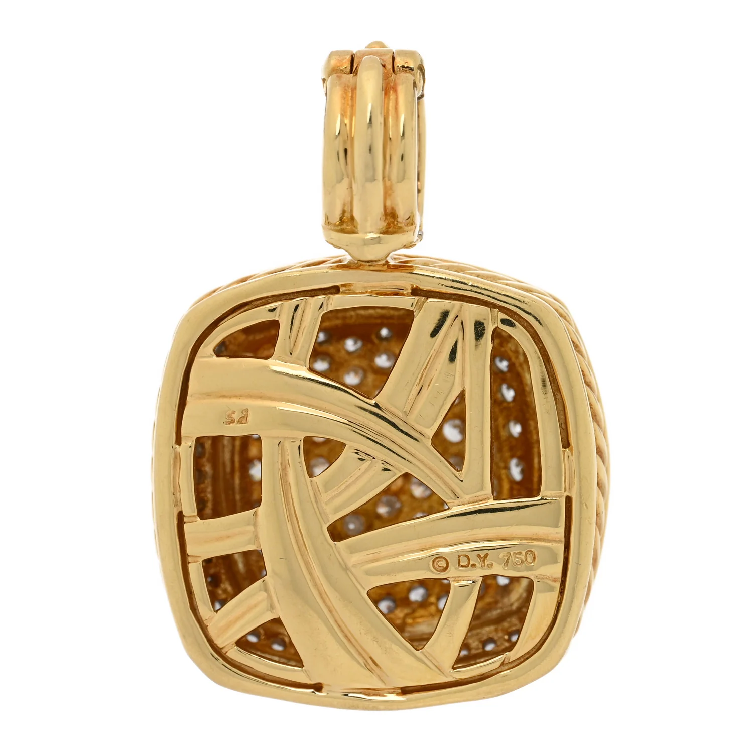 18K Yellow Gold Diamond 17mm Albion Enhancer Pendant - Image 3