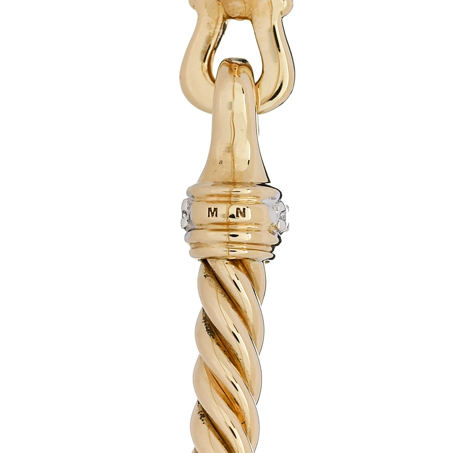 18K Yellow Gold Diamond 2.6mm Cable Collectibles Buckle Bracelet - Image 4