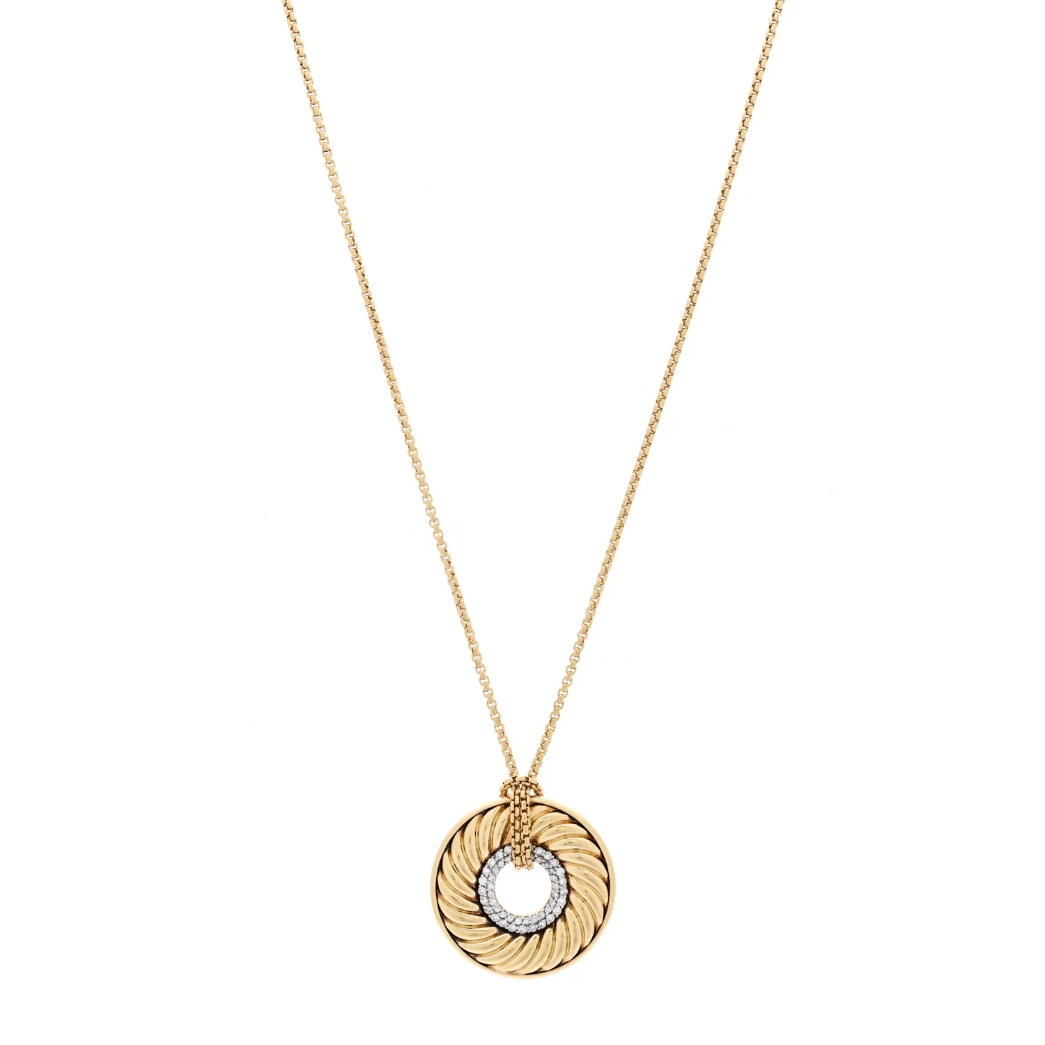 18K Yellow Gold Diamond 30mm Thoroughbred Pendant Necklace