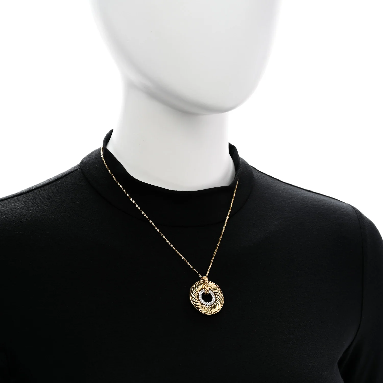 18K Yellow Gold Diamond 30mm Thoroughbred Pendant Necklace - Image 2