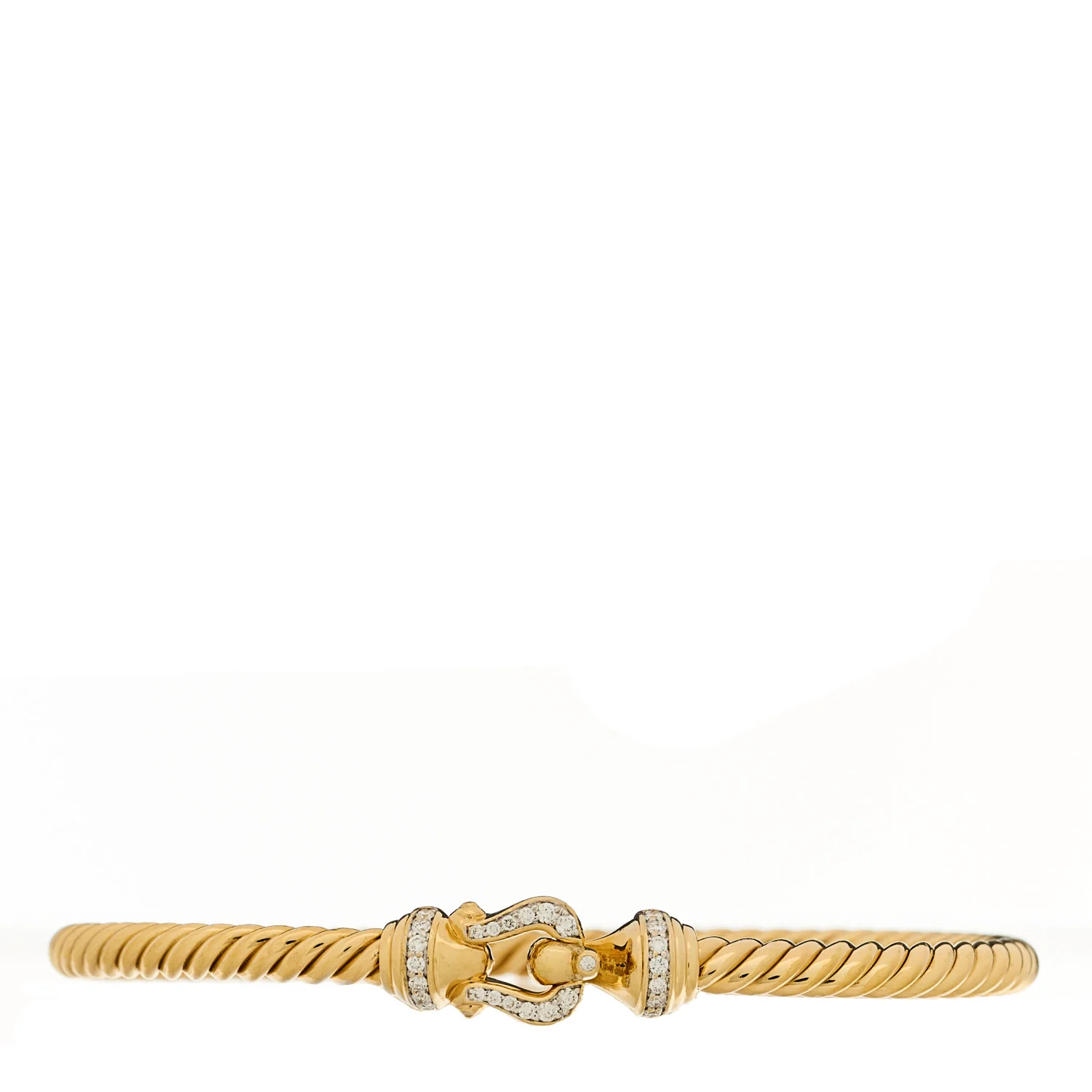 18K Yellow Gold Diamond 3.5mm Buckle Cablespira Pave Bracelet