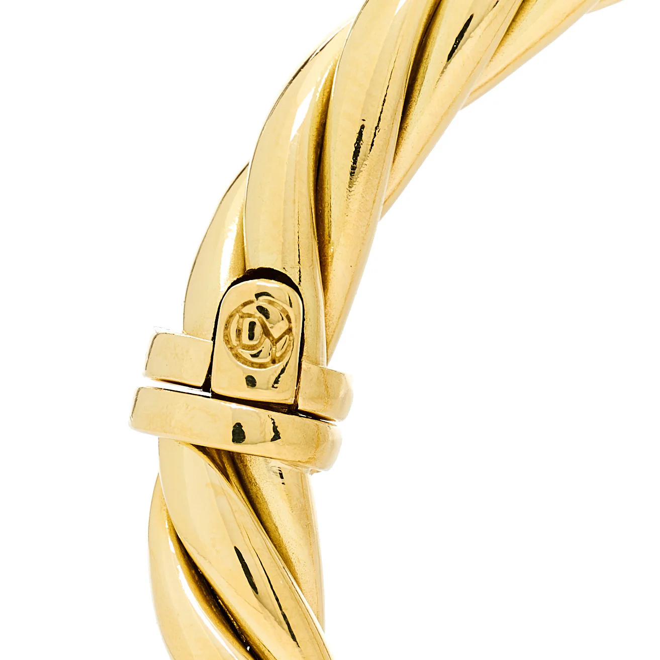 18K Yellow Gold Diamond 6mm Cable Station Hinge Bracelet - Image 3