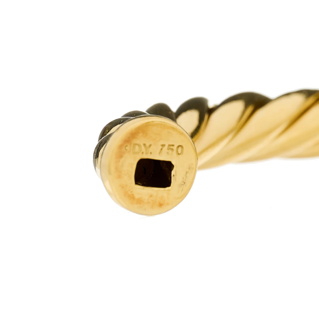 18K Yellow Gold Diamond 6mm Cable Station Hinge Bracelet - Image 4