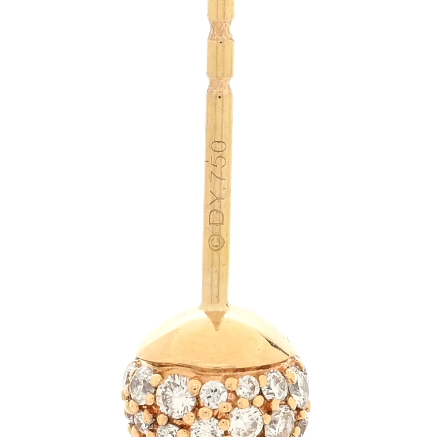 18K Yellow Gold Diamond Ball Drop Earrings - Image 4