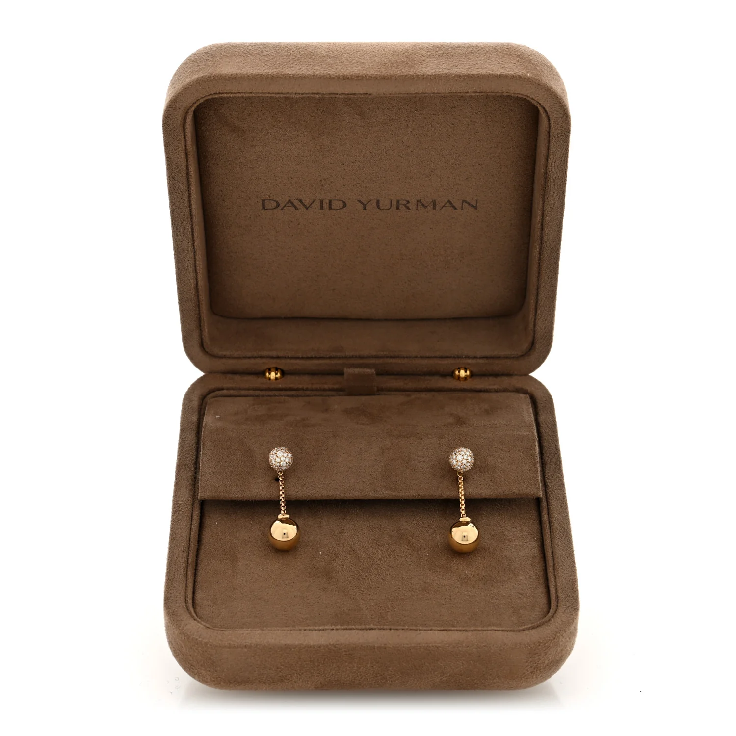 18K Yellow Gold Diamond Ball Drop Earrings - Image 5