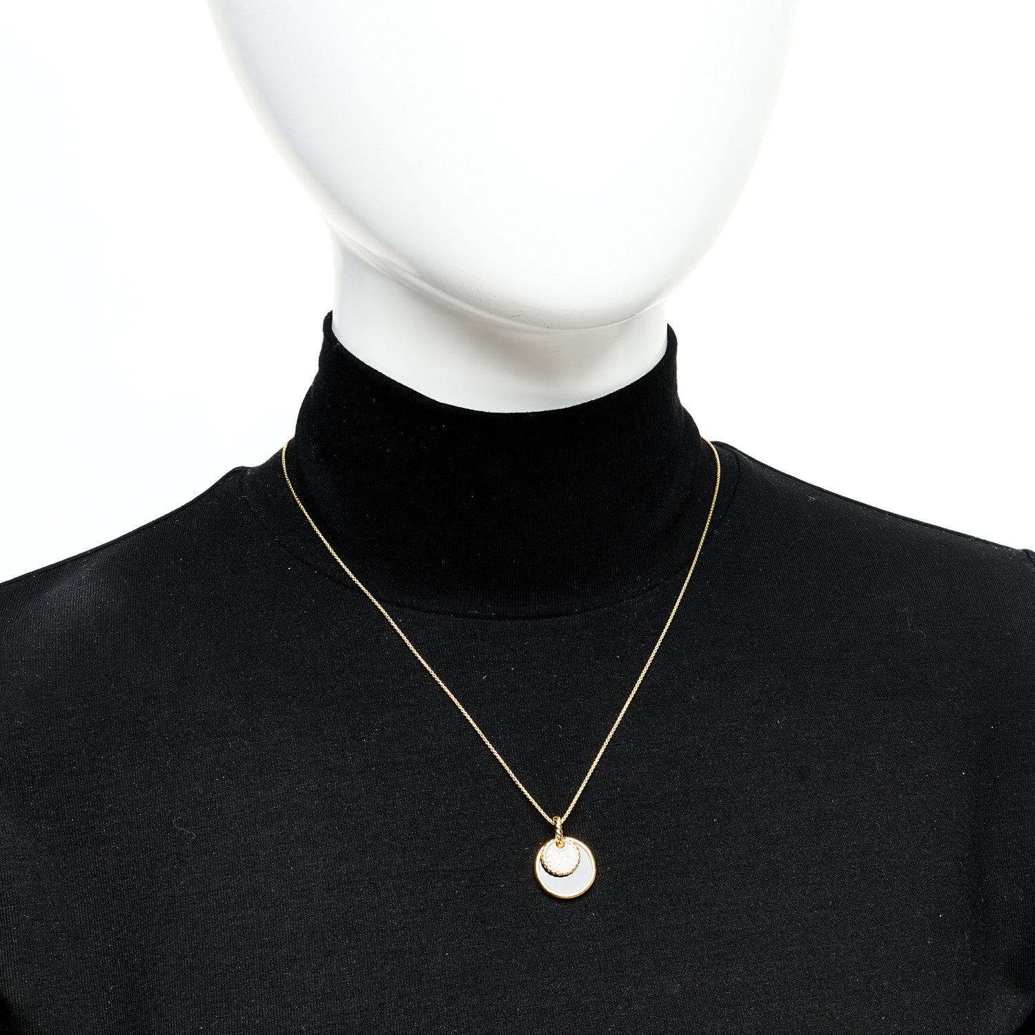18K Yellow Gold Diamond Black Onyx Mother of Pearl 21.5mm Reversible Elements Necklace - Image 2