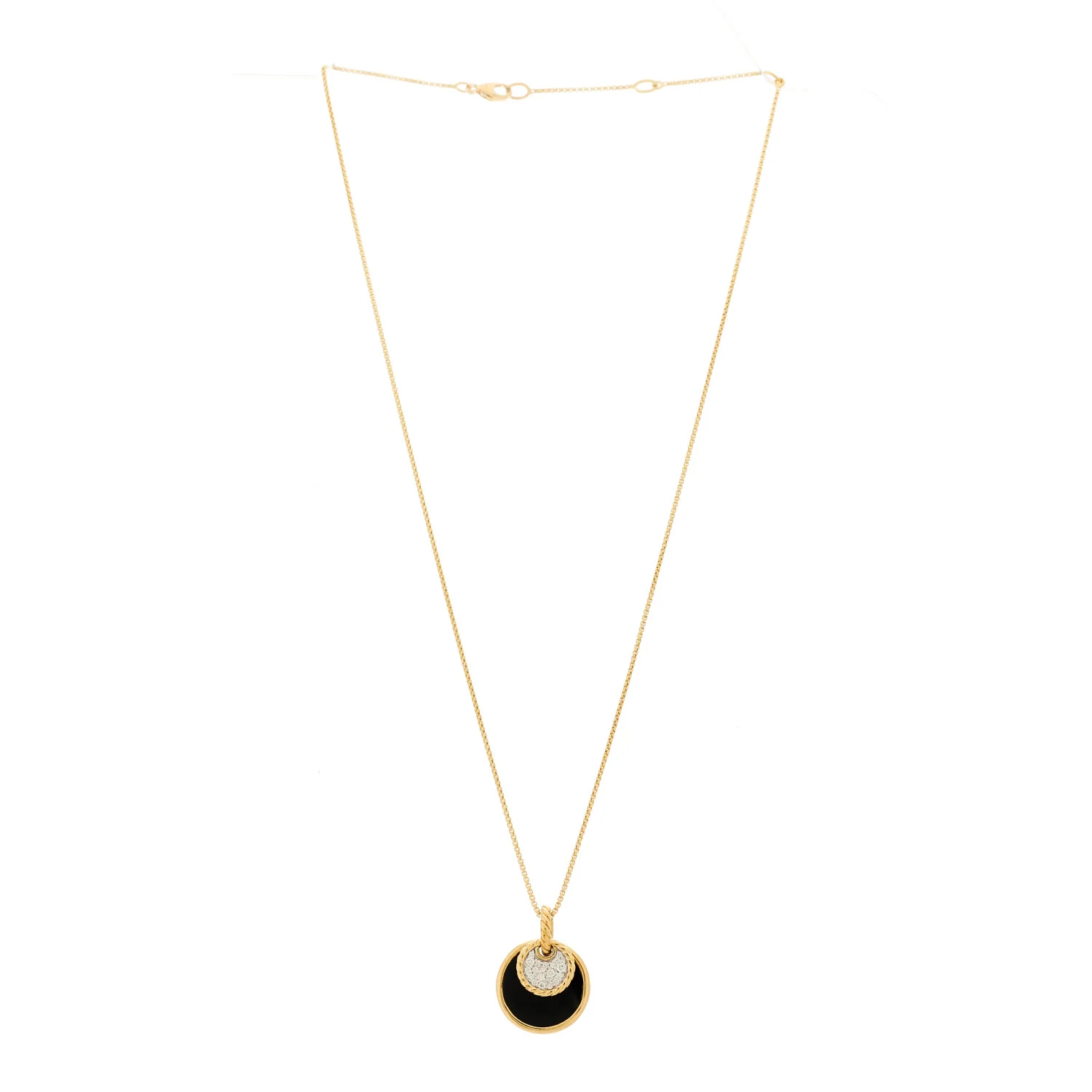 18K Yellow Gold Diamond Black Onyx Mother of Pearl 21.5mm Reversible Elements Necklace - Image 3