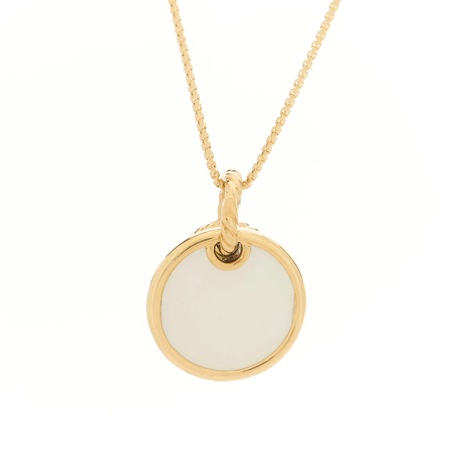 18K Yellow Gold Diamond Black Onyx Mother of Pearl 21.5mm Reversible Elements Necklace - Image 6