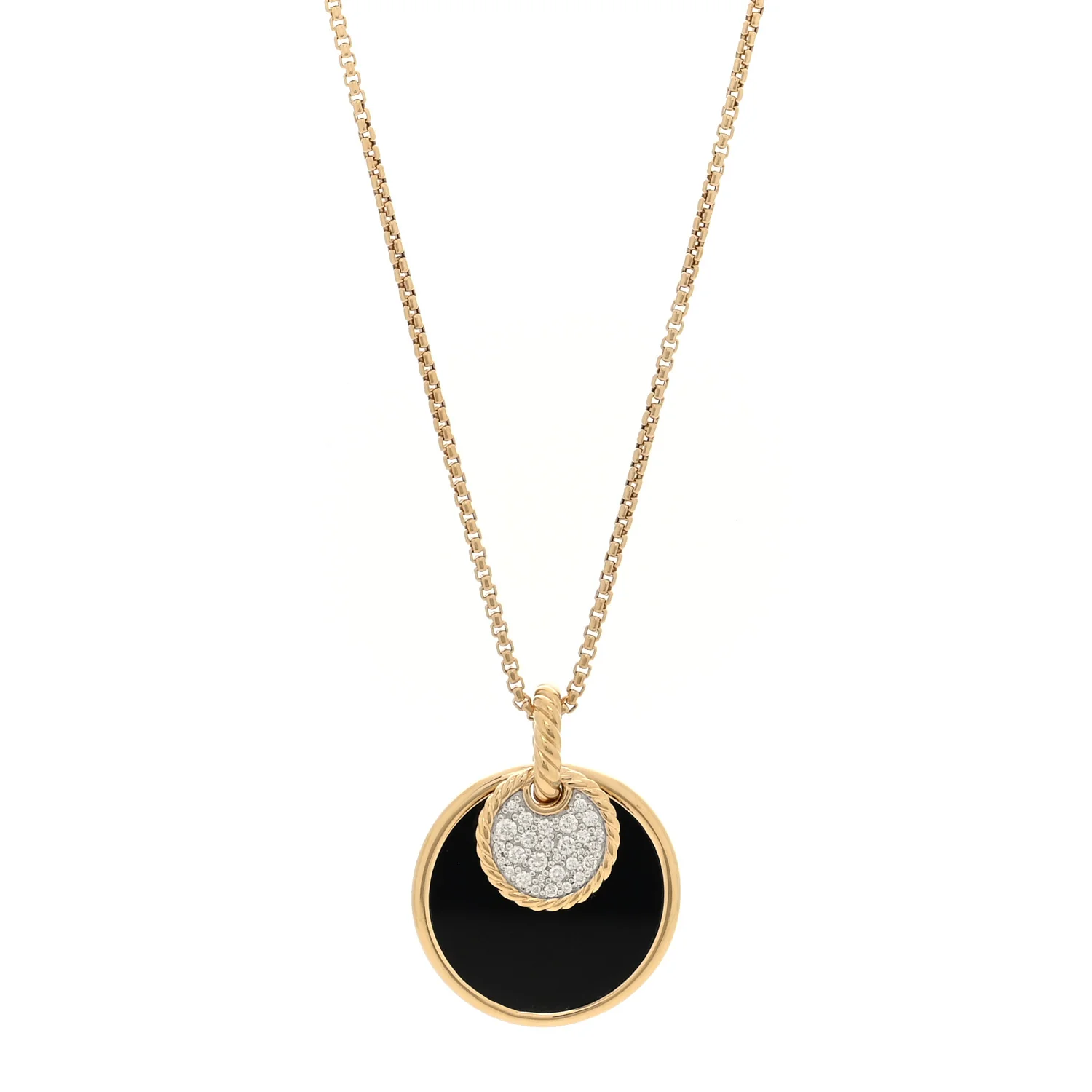 18K Yellow Gold Diamond Black Onyx Mother of Pearl Medium Reversible Elements Necklace