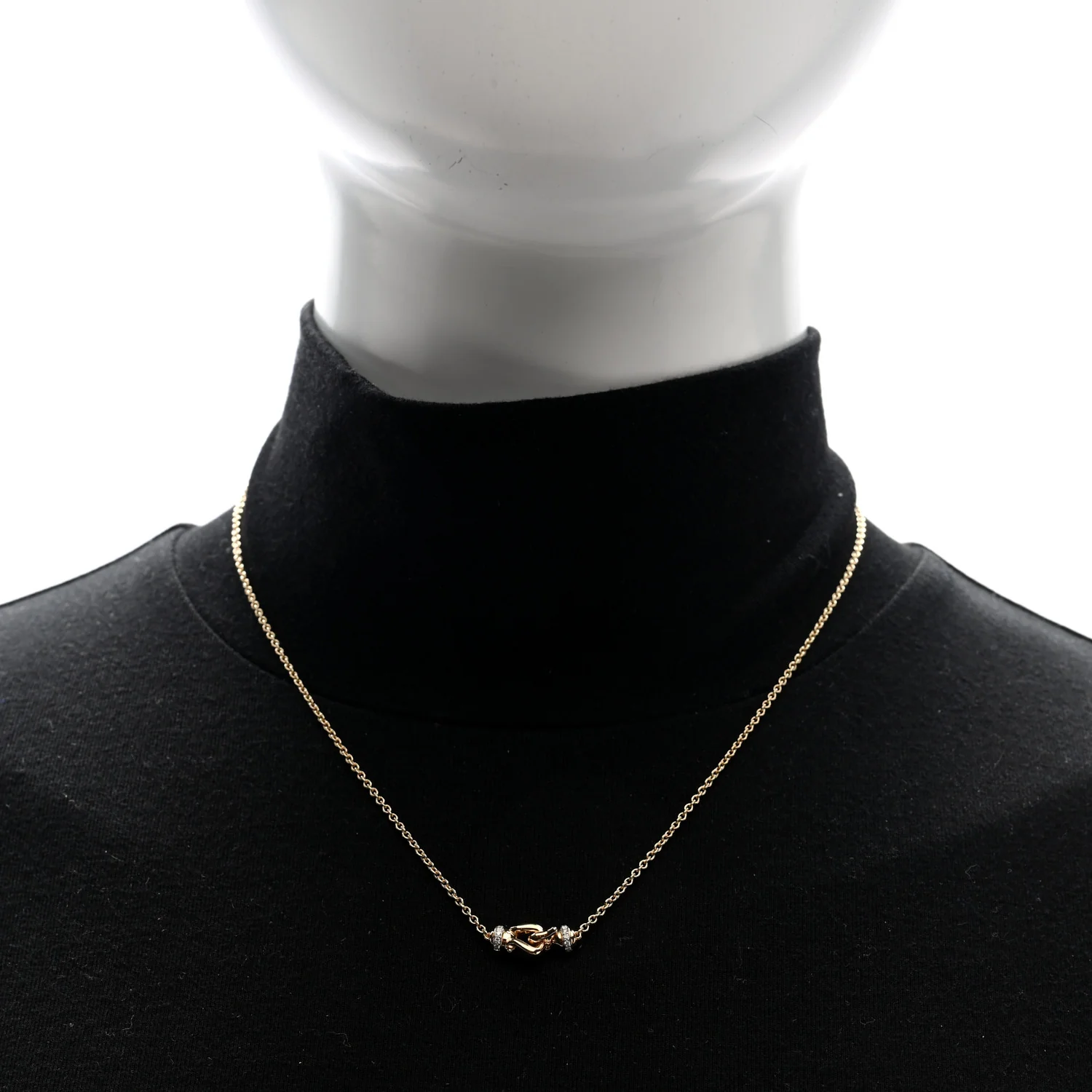 18K Yellow Gold Diamond Buckle Necklace - Image 2