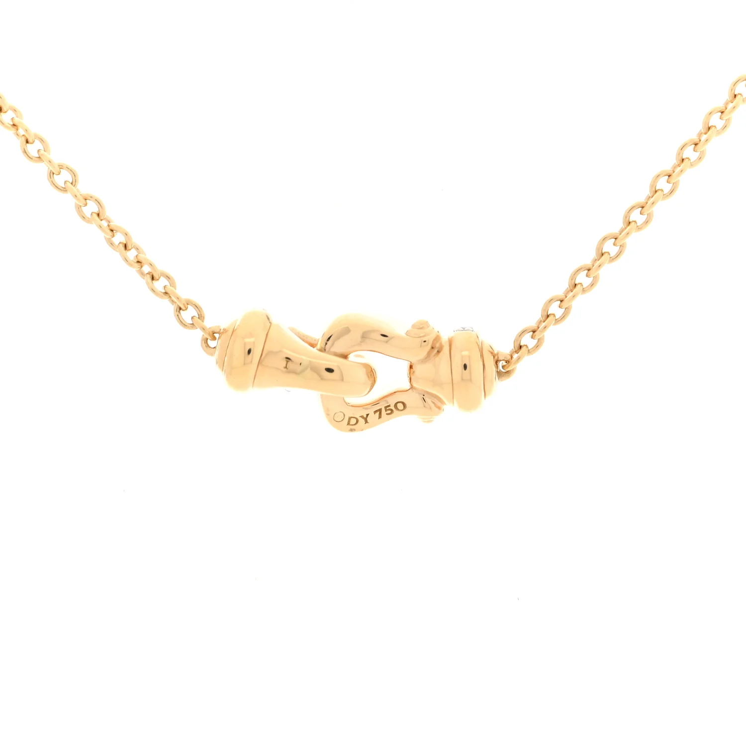 18K Yellow Gold Diamond Buckle Necklace - Image 4