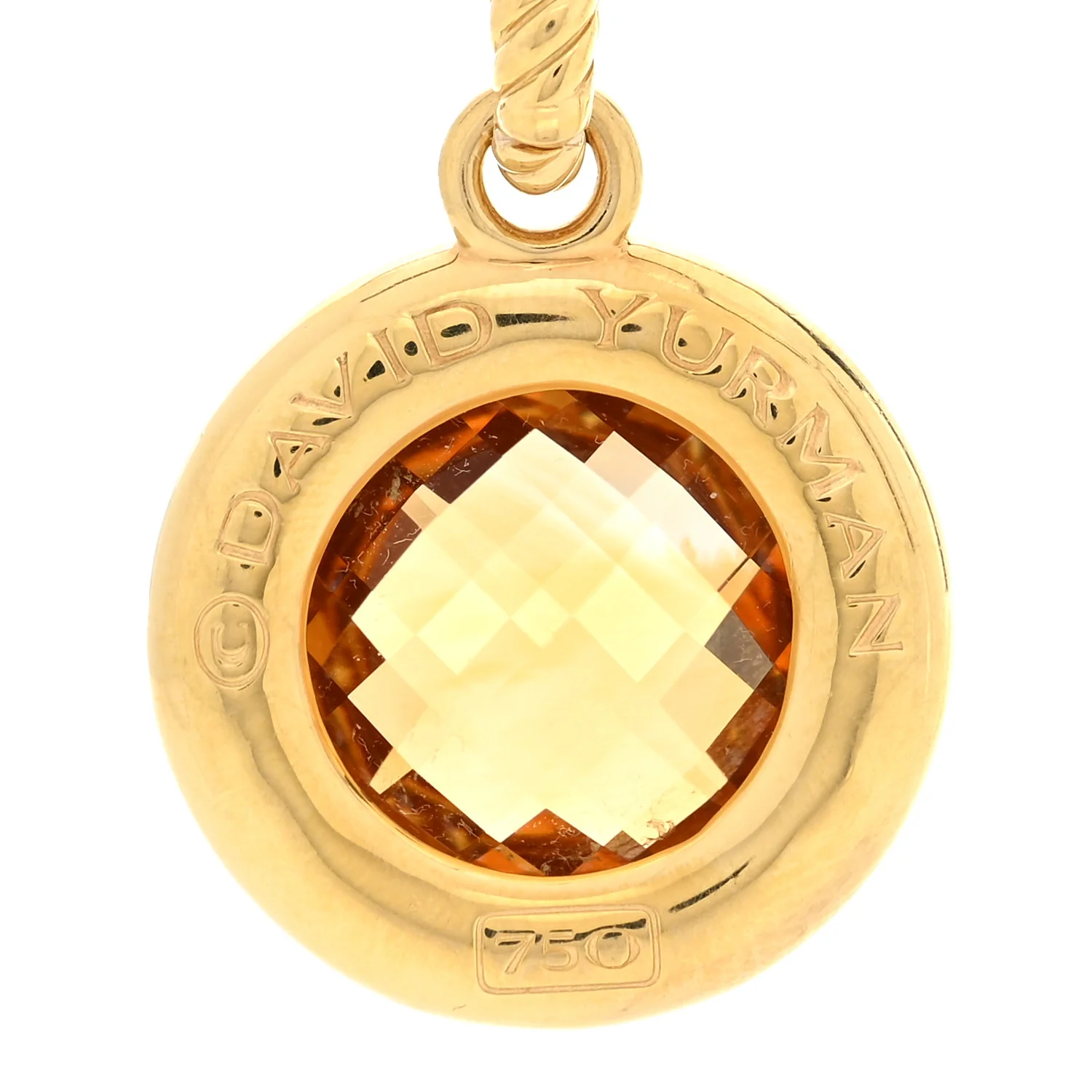 18K Yellow Gold Diamond Citrine 17mm Round Enhancer Pendant - Image 3