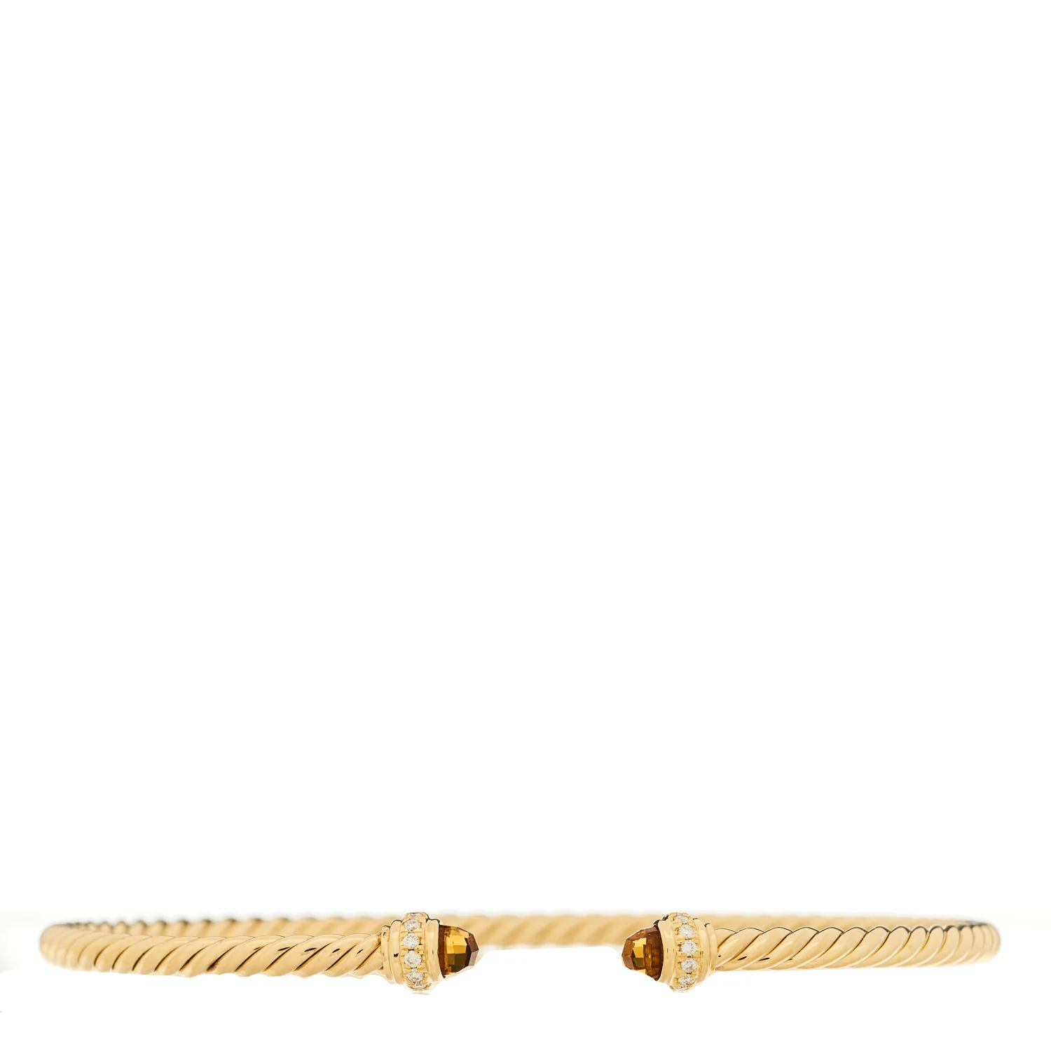 18K Yellow Gold Diamond Citrine 3mm Cablespira Bracelet