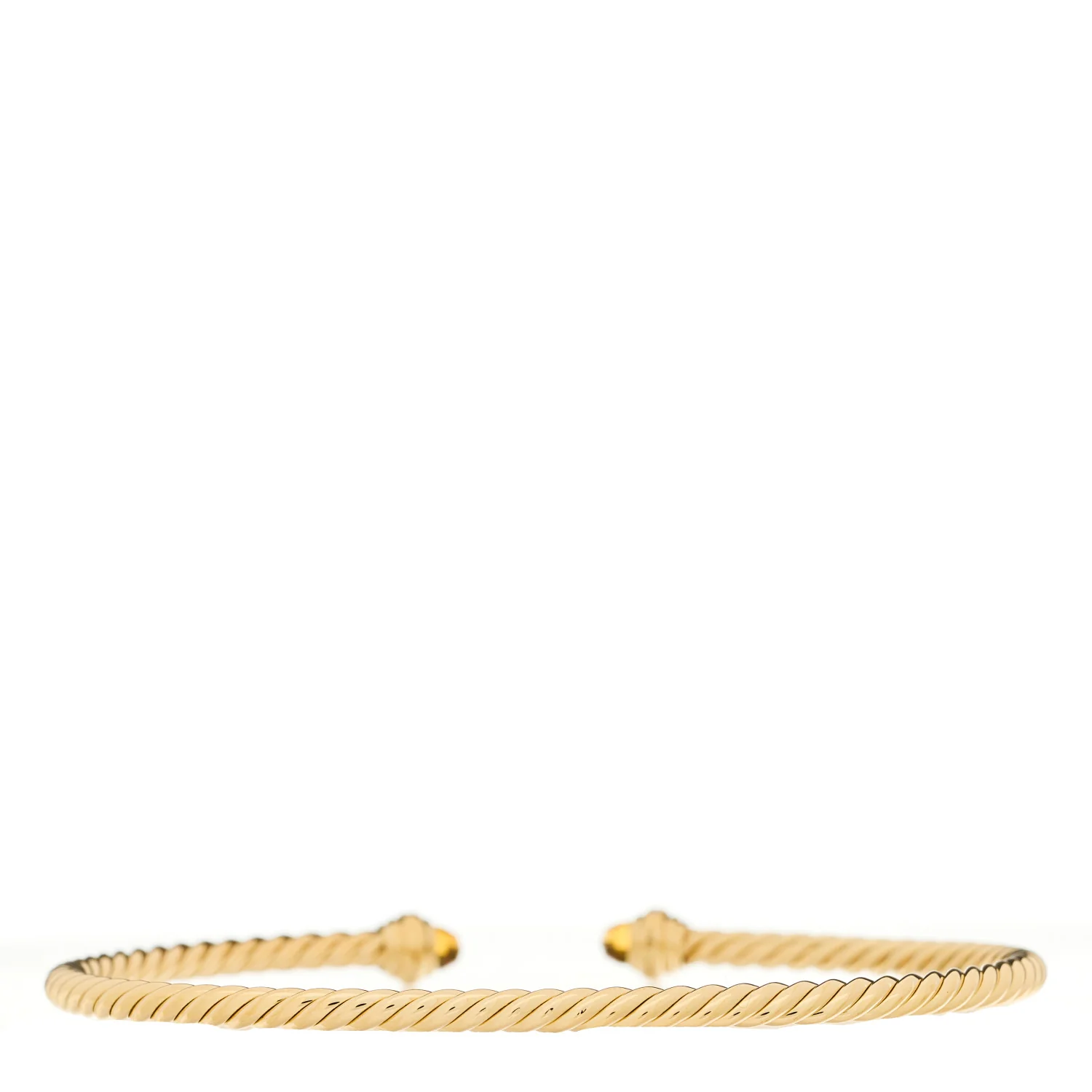 18K Yellow Gold Diamond Citrine 3mm Cablespira Bracelet - Image 2