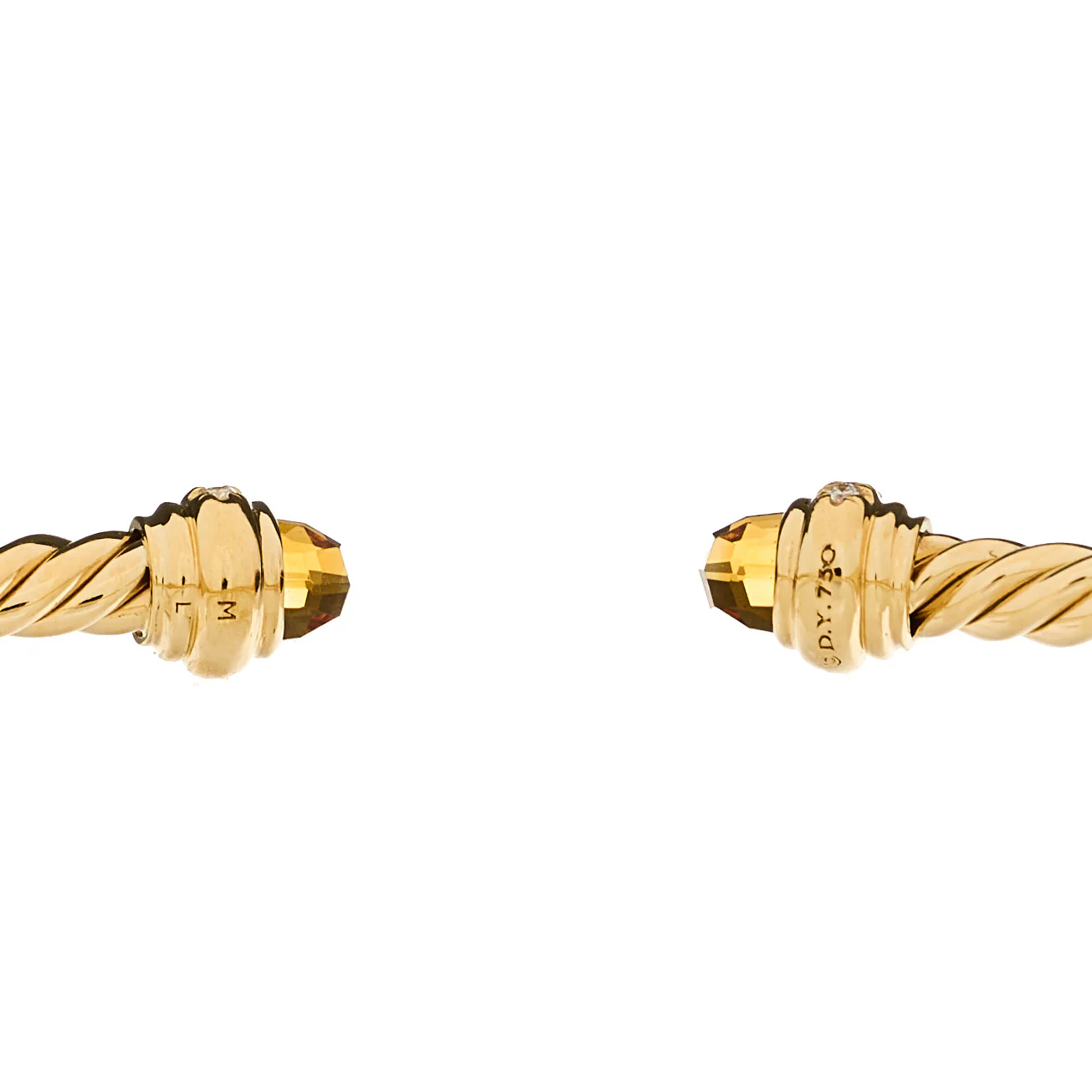 18K Yellow Gold Diamond Citrine 3mm Cablespira Bracelet - Image 3