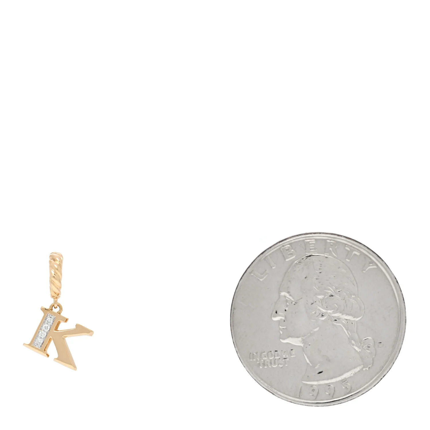 18K Yellow Gold Diamond Pave Initial K Pendant - Image 2