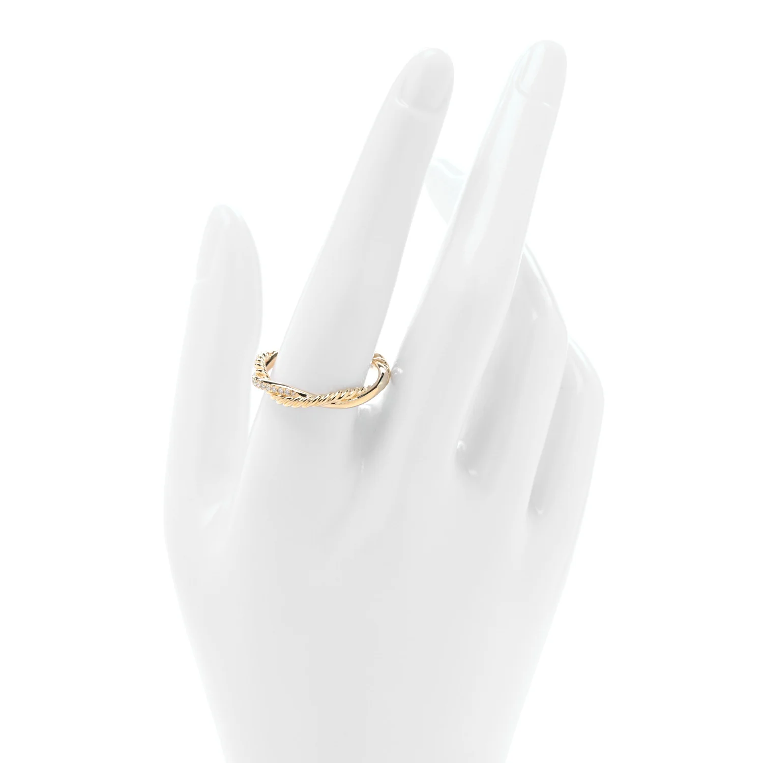 18K Yellow Gold Diamond Petite Infinity Twisted Ring 61 9.5 - Image 2