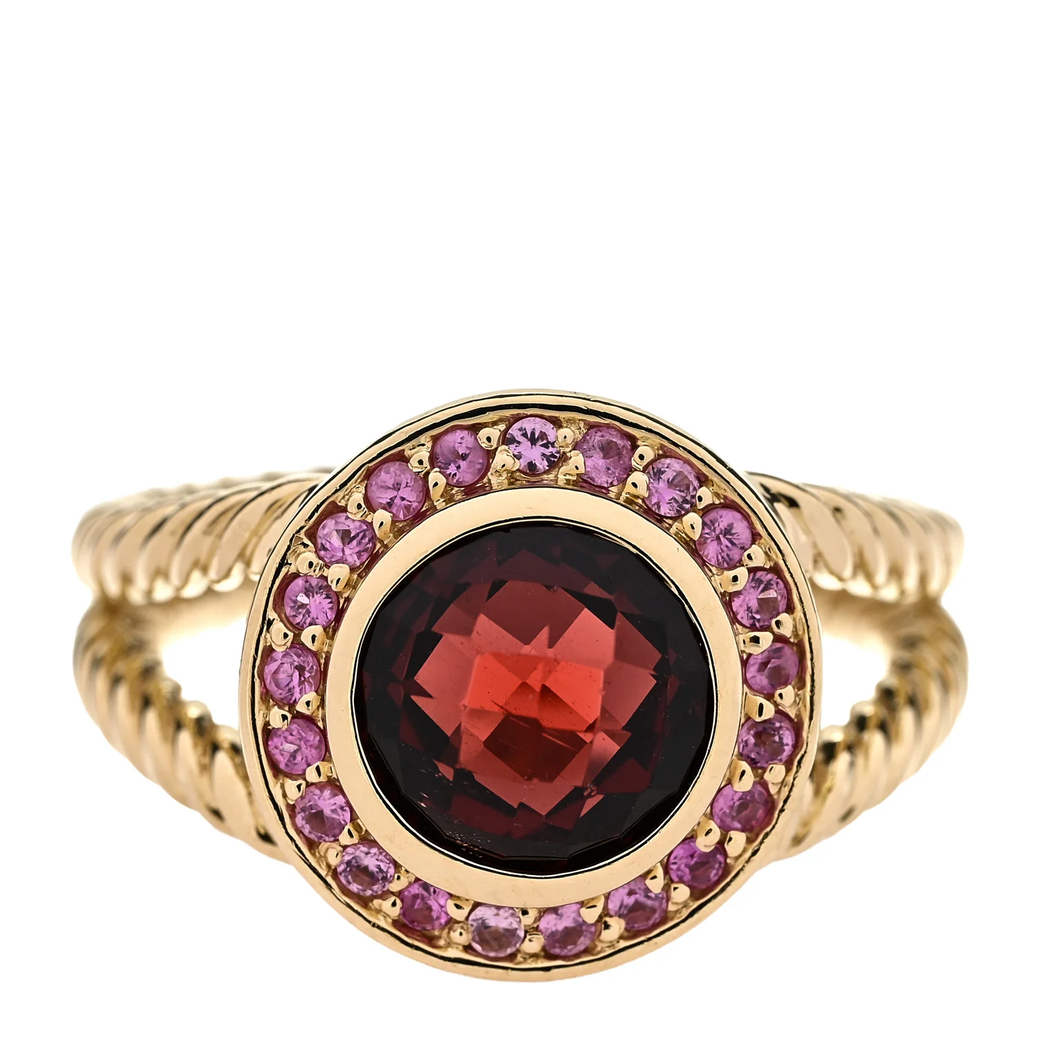 18K Yellow Gold Garnet Pink Sapphire 8mm Petite Cerise Ring 52 6