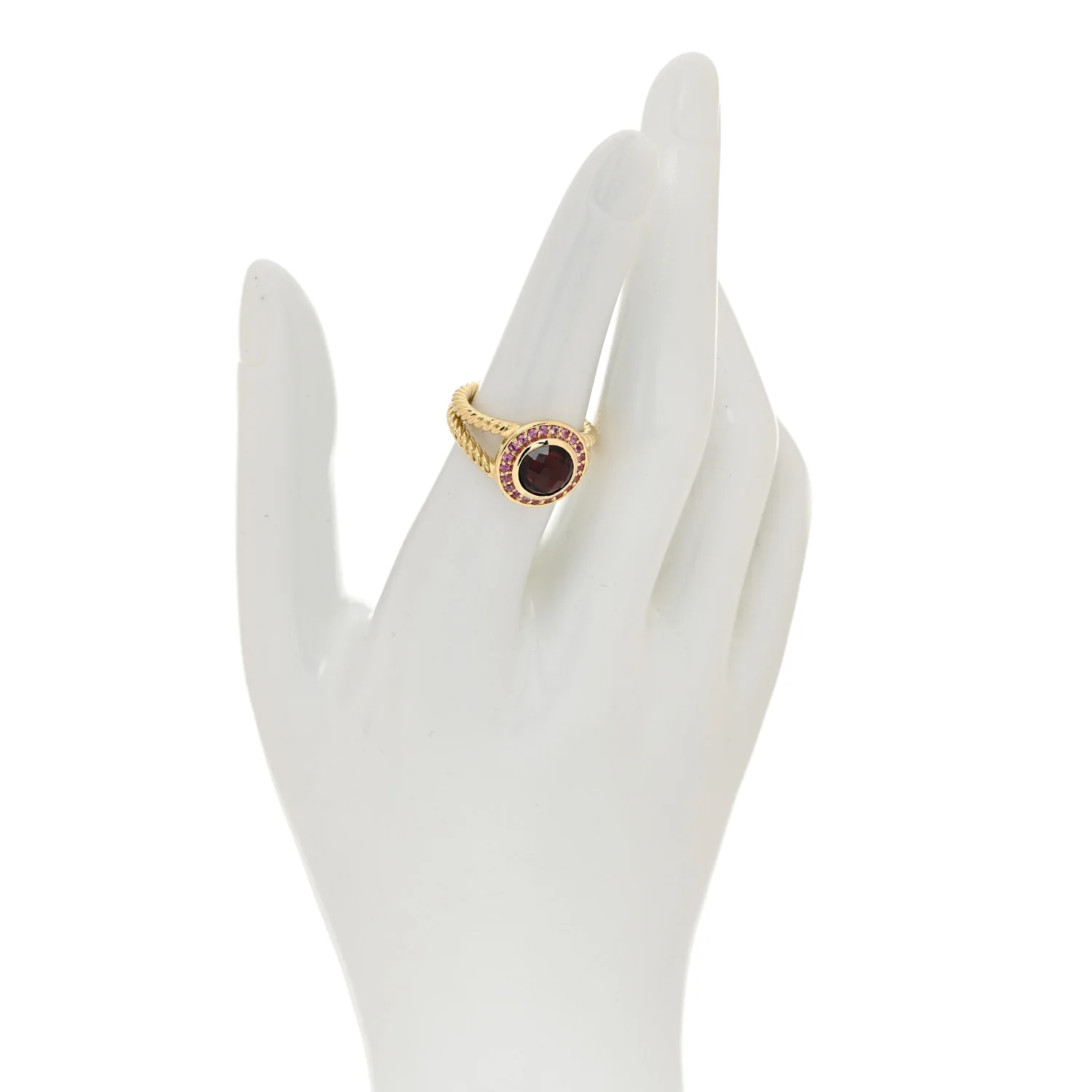 18K Yellow Gold Garnet Pink Sapphire 8mm Petite Cerise Ring 52 6 - Image 2