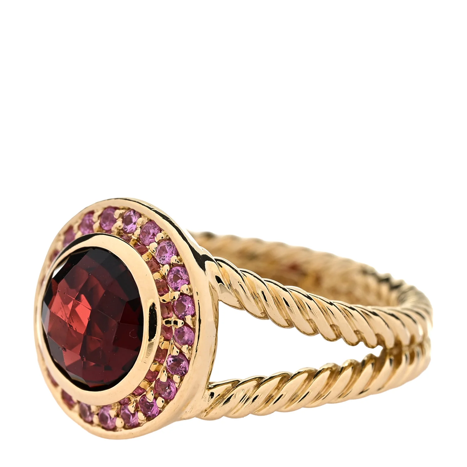 18K Yellow Gold Garnet Pink Sapphire 8mm Petite Cerise Ring 52 6 - Image 3